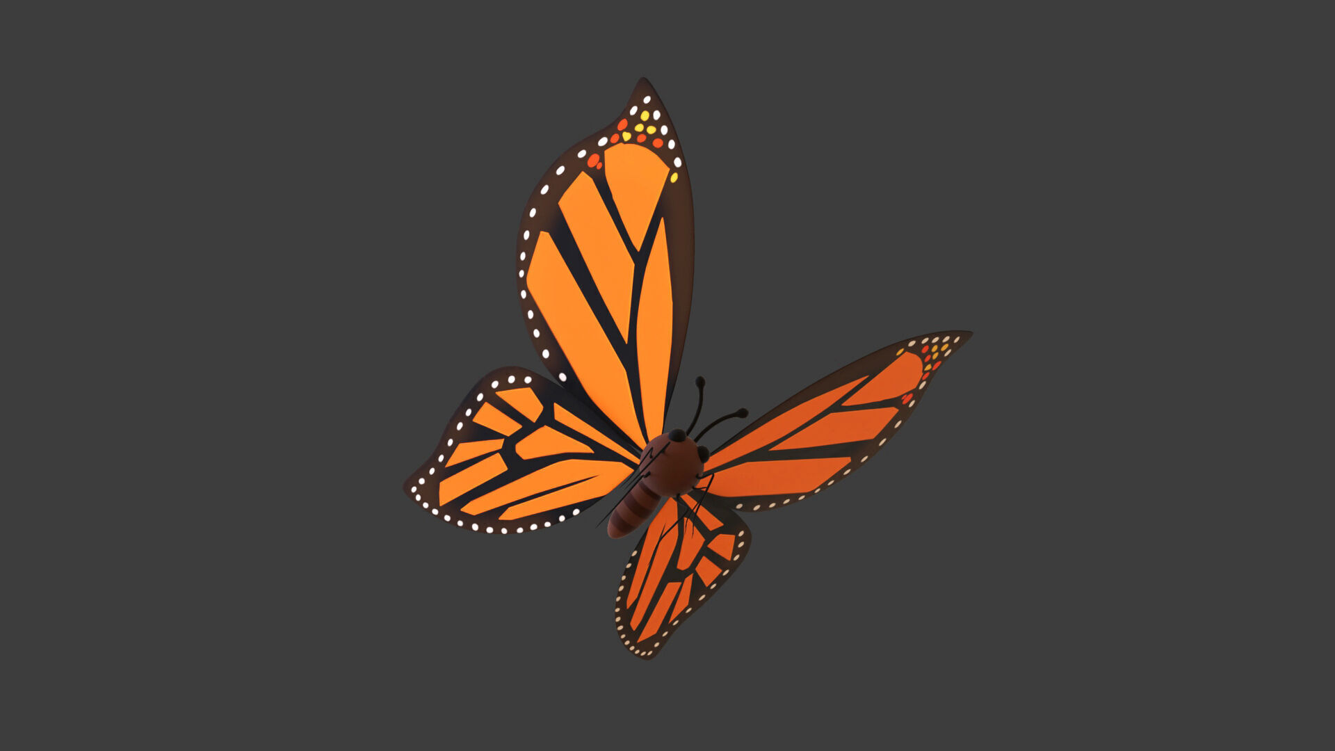 Cartoon Butterfly Wing Flapping 01 Animated Low-poly 3D model_5