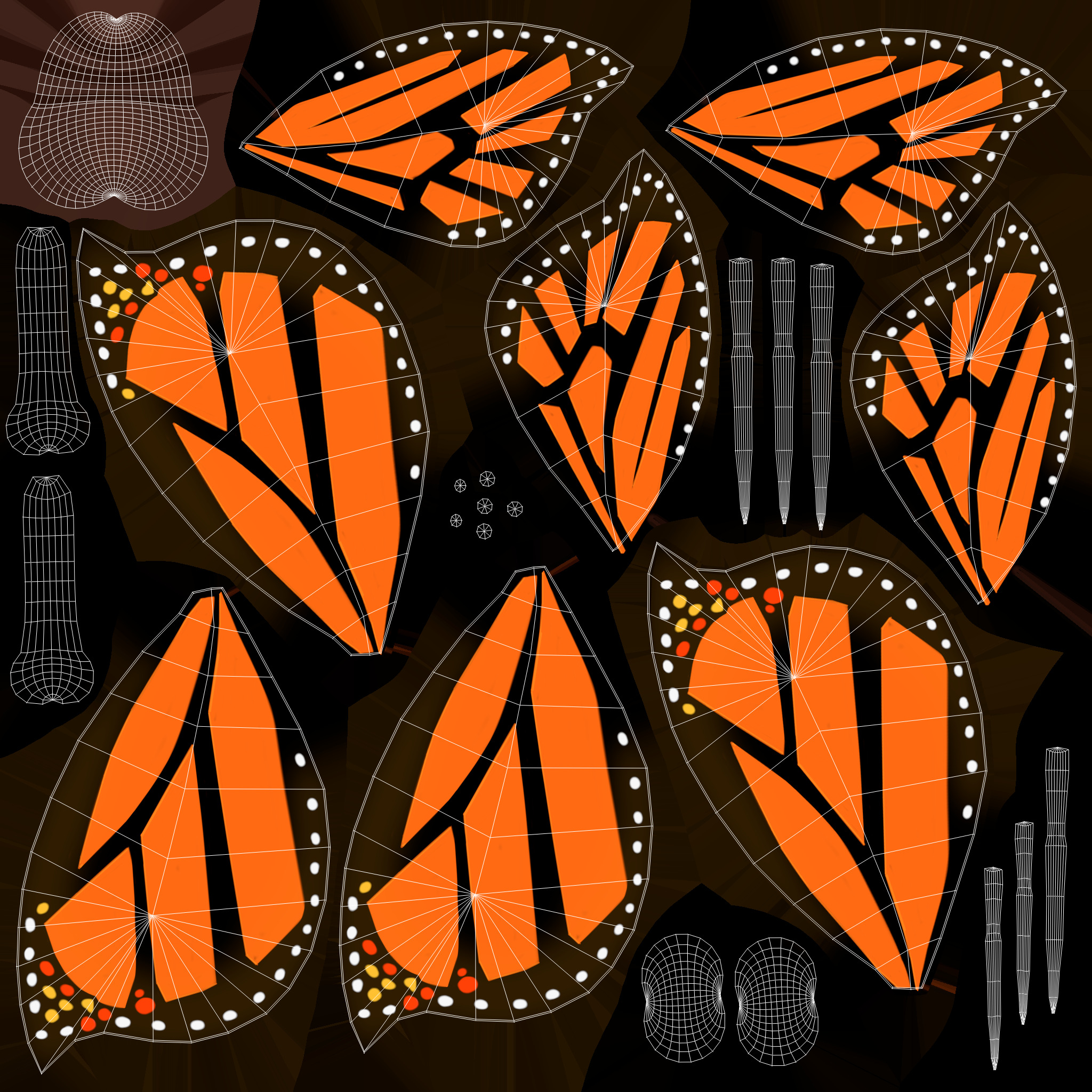 Cartoon Butterfly Wing Flapping 01 Animated Low-poly 3D model_9