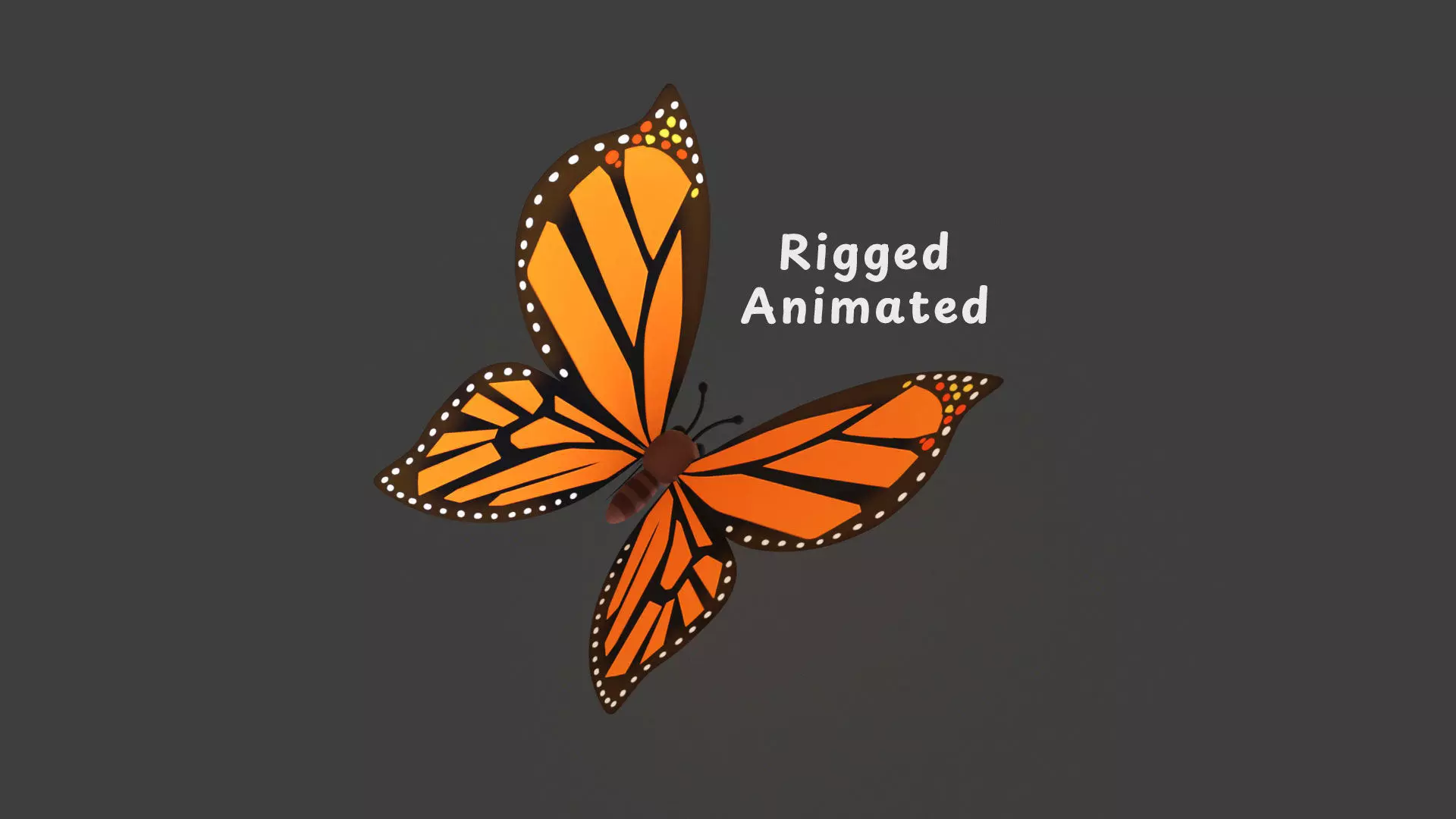 Cartoon Butterfly Wing Flapping 01 Animated Low-poly 3D model_0