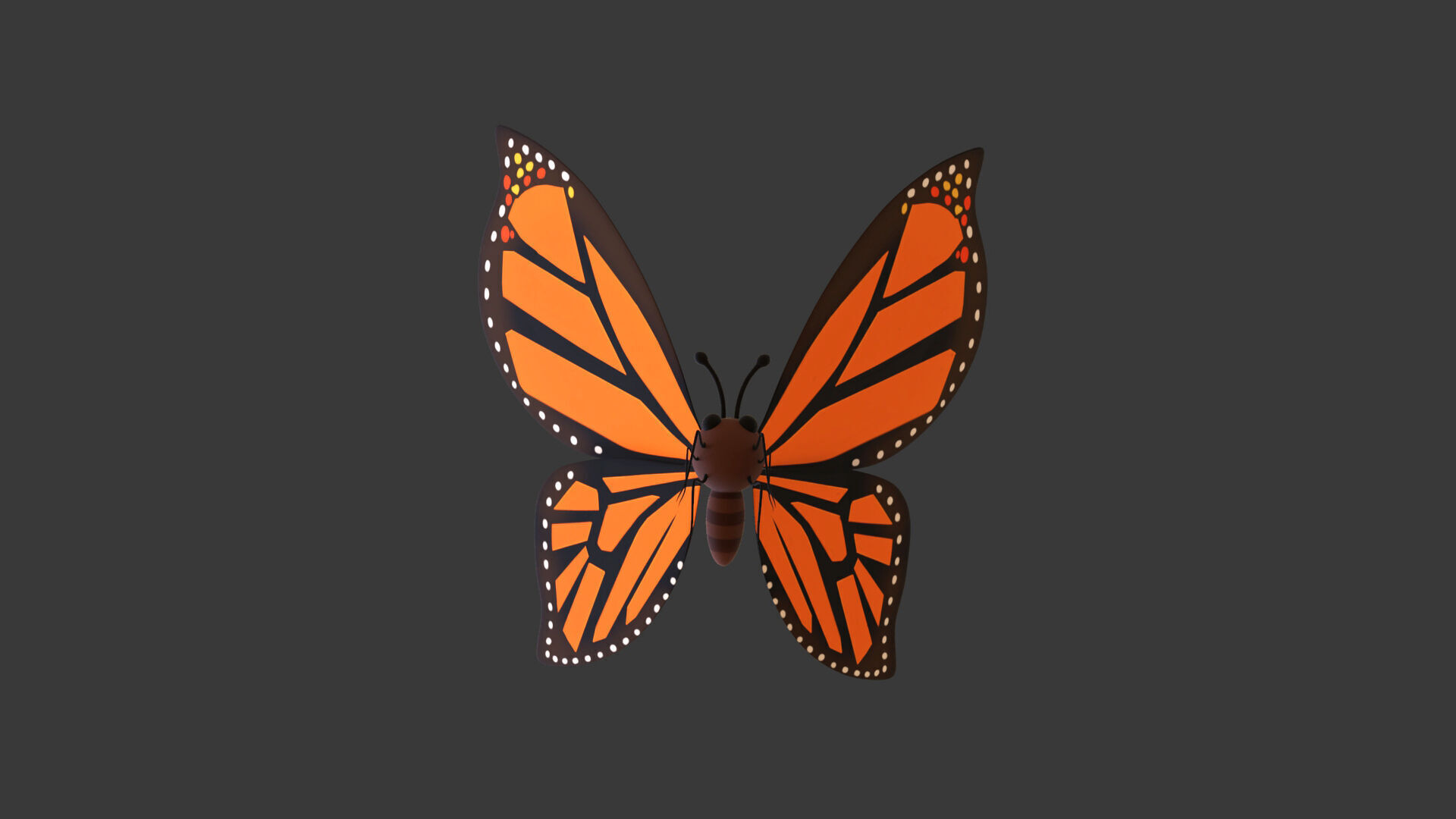 Cartoon Butterfly Wing Flapping 01 Animated Low-poly 3D model_3