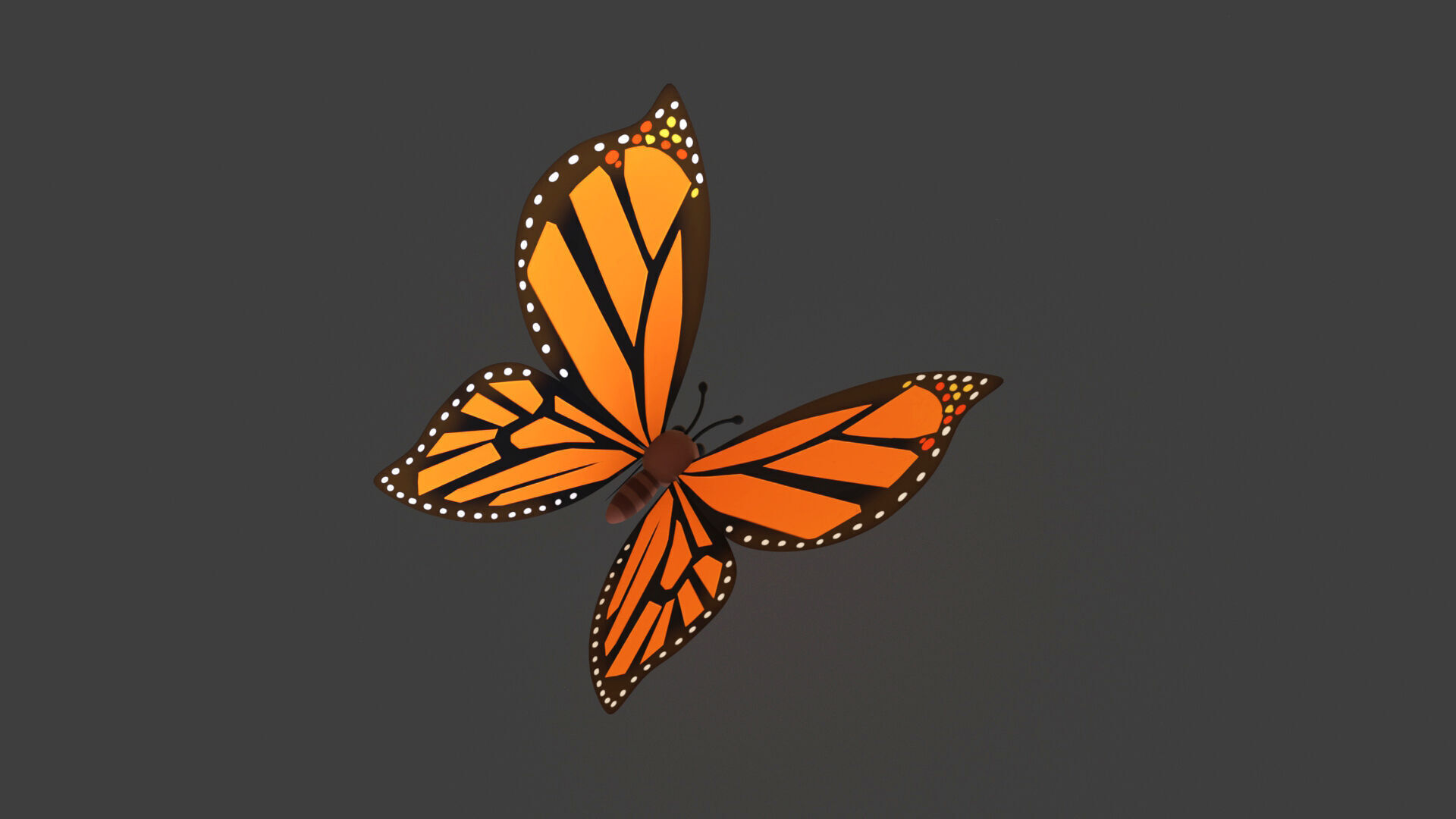 Cartoon Butterfly Wing Flapping 01 Animated Low-poly 3D model_2