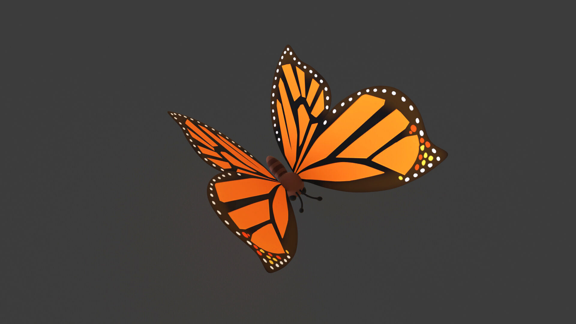 Cartoon Butterfly Wing Flapping 01 Animated Low-poly 3D model_7