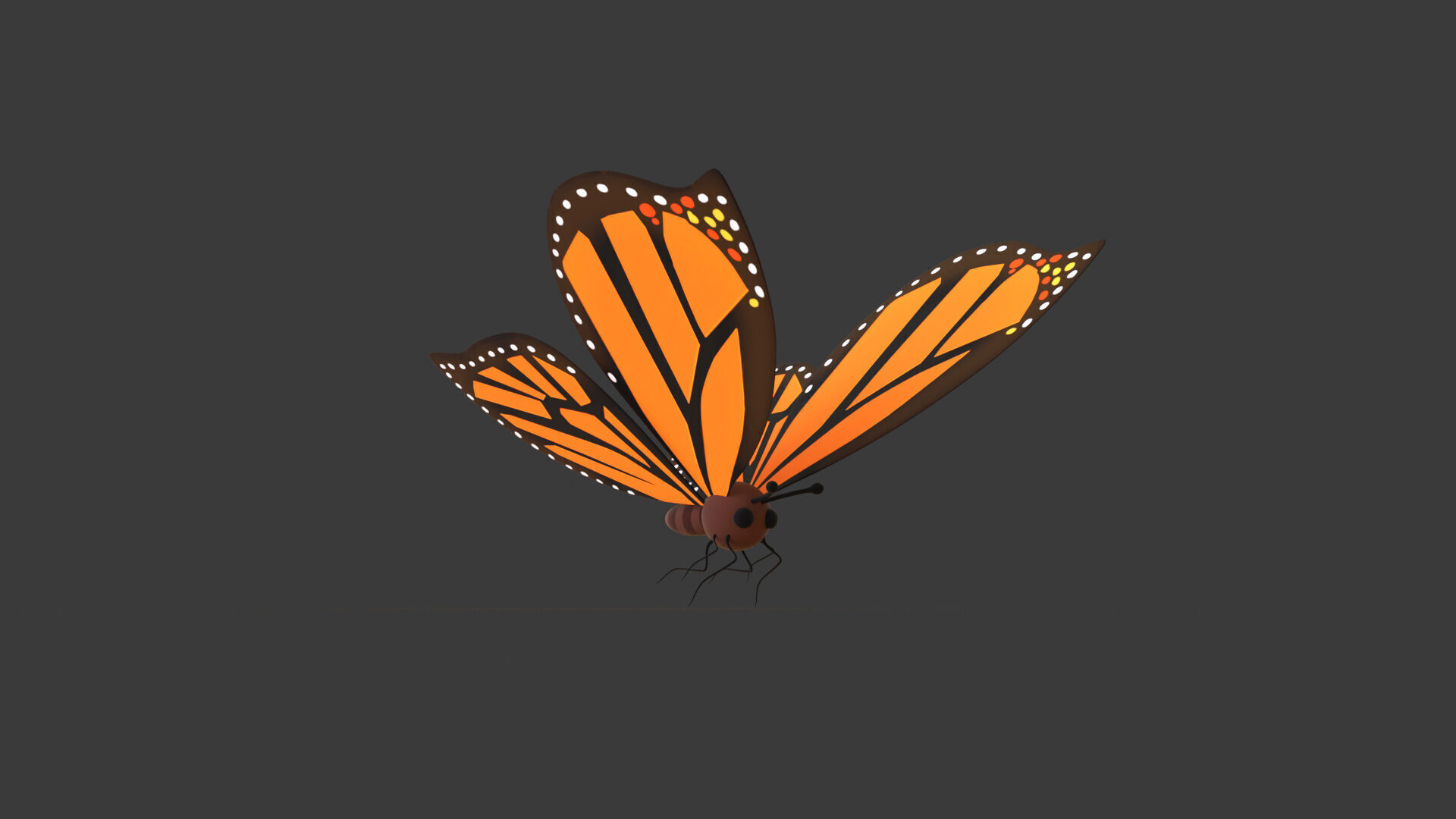 Cartoon Butterfly Wing Flapping 01 Animated Low-poly 3D model_6
