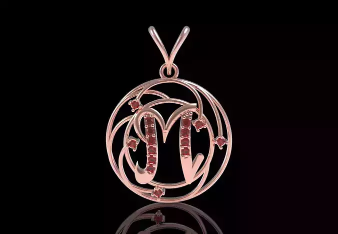 Alphabet M Diamond Pendant
