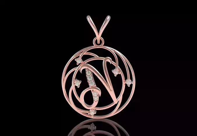 Alphabet N Diamond Pendant