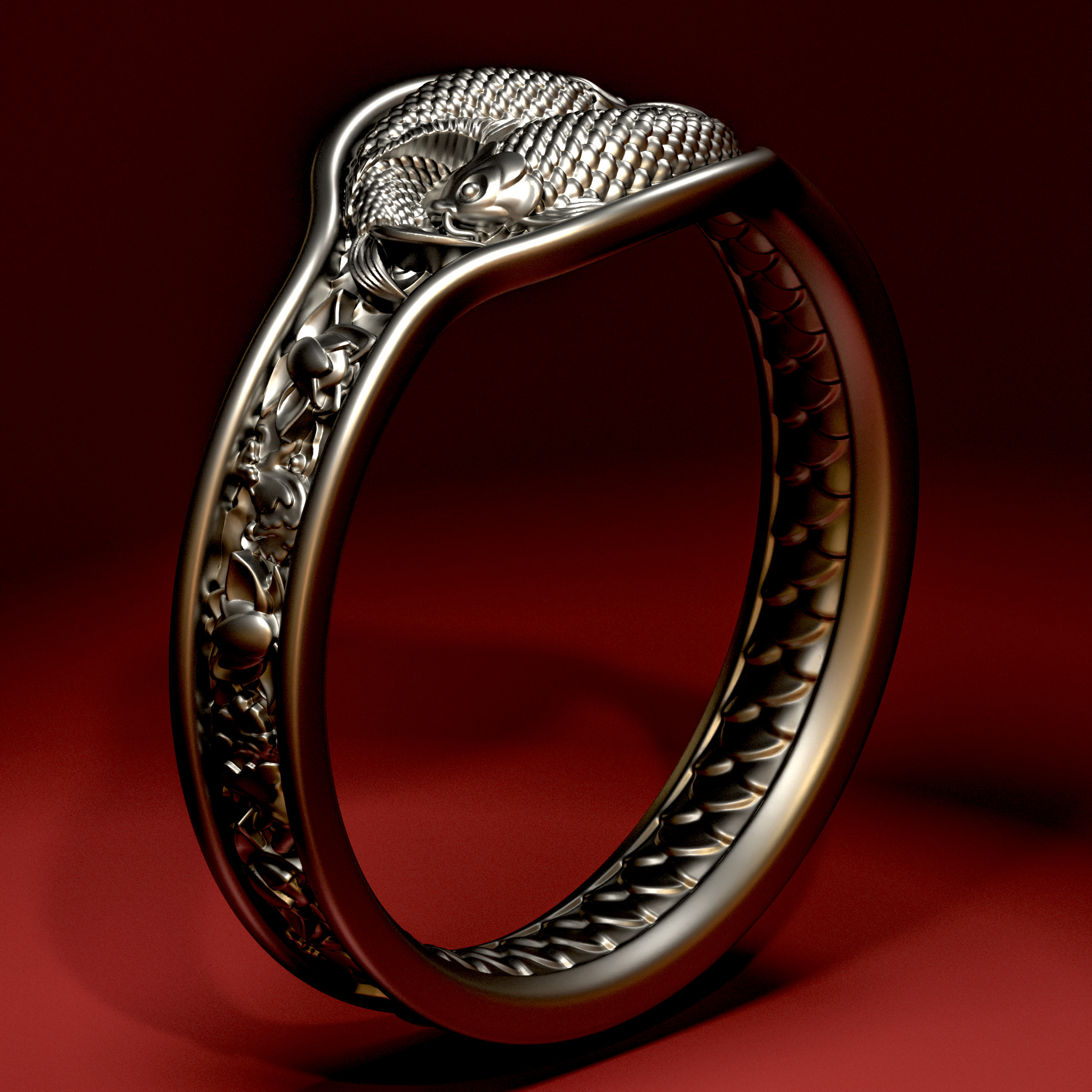 Fishes Ring CAD 3D print model_1