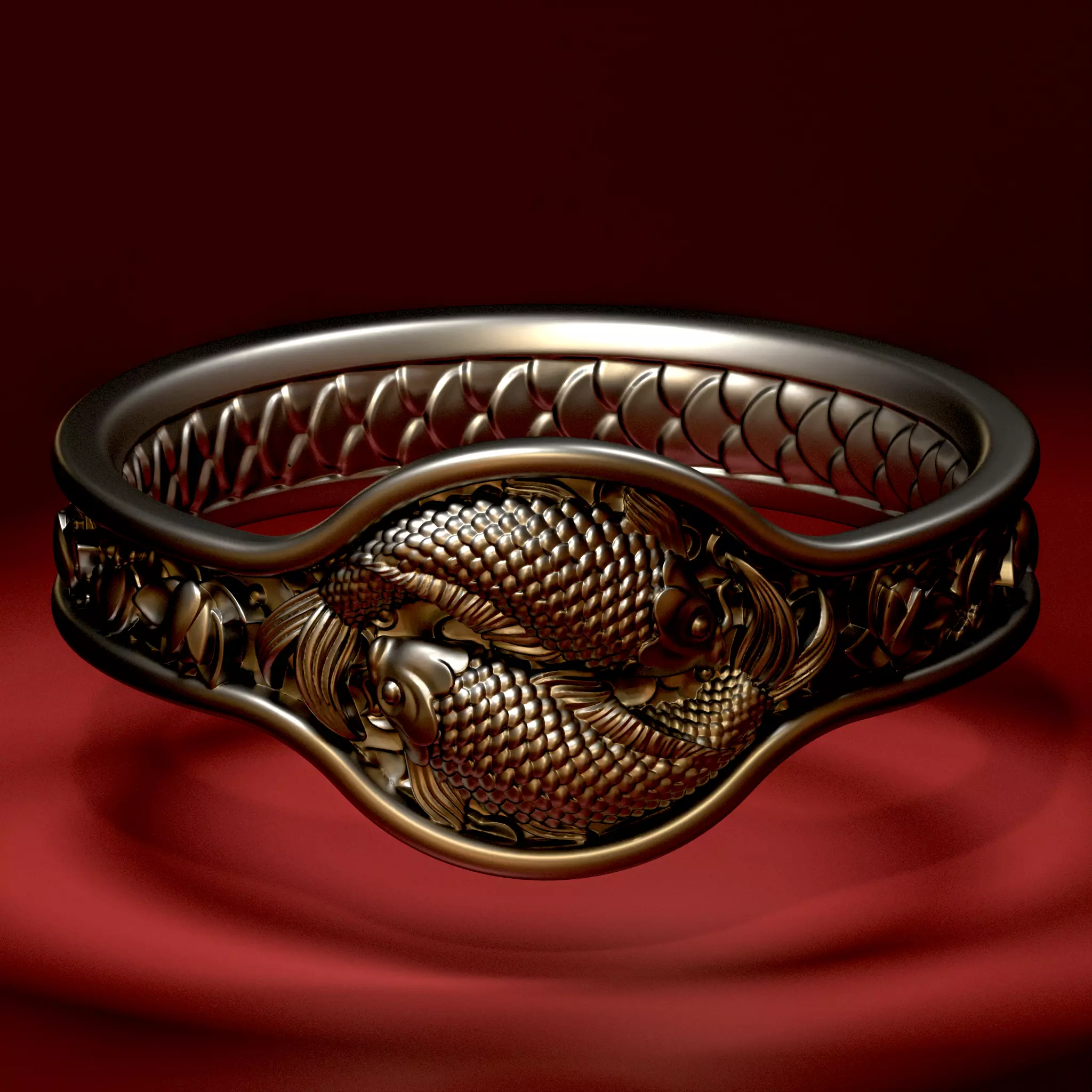 Fishes Ring CAD 3D print model_0