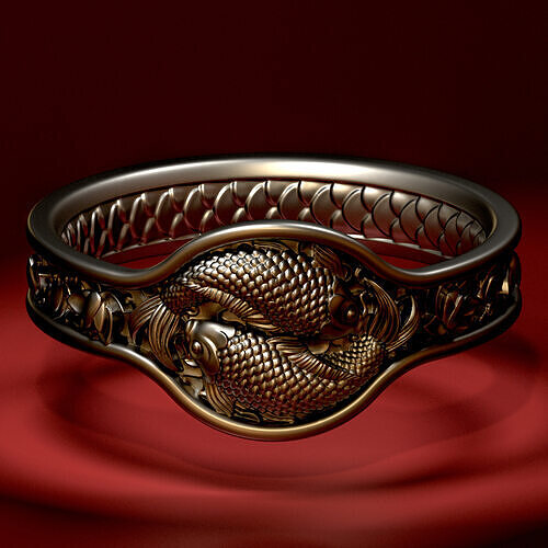 Fishes Ring CAD 3D print model