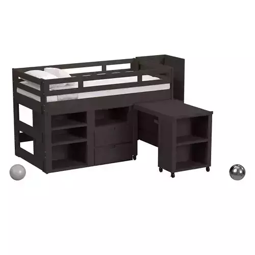 Cali Kids Twin Junior Loft with Staircase  3D model