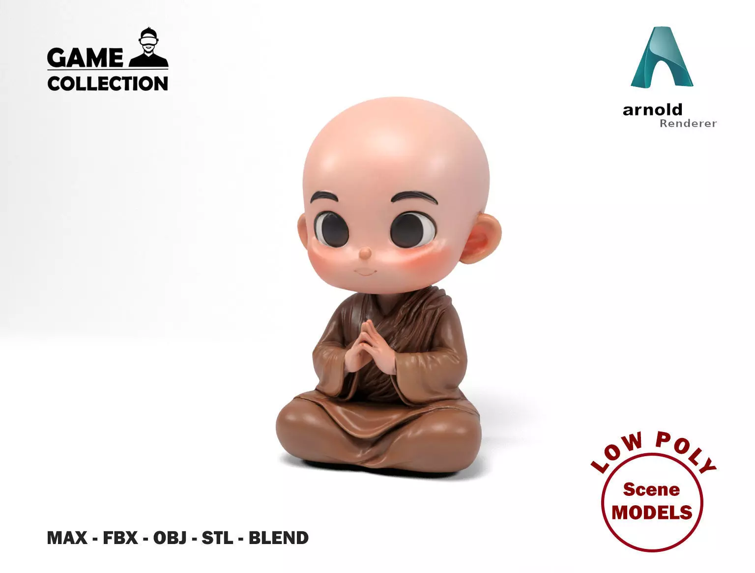 Buddhist monk 2 Low-poly 3D model