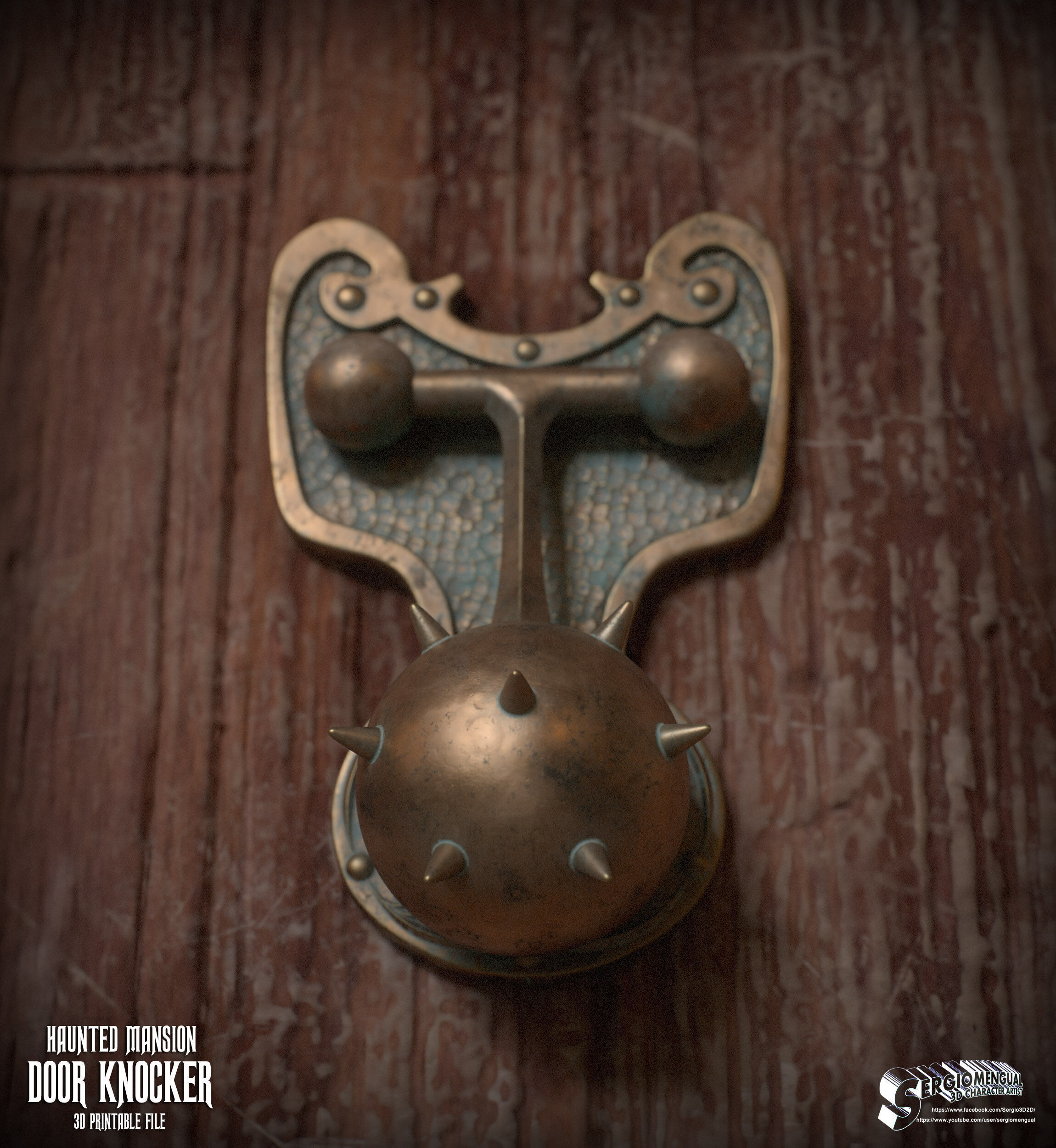 Haunted Mansion Door Knocker 3D Printable Sculpt 3D print model_1