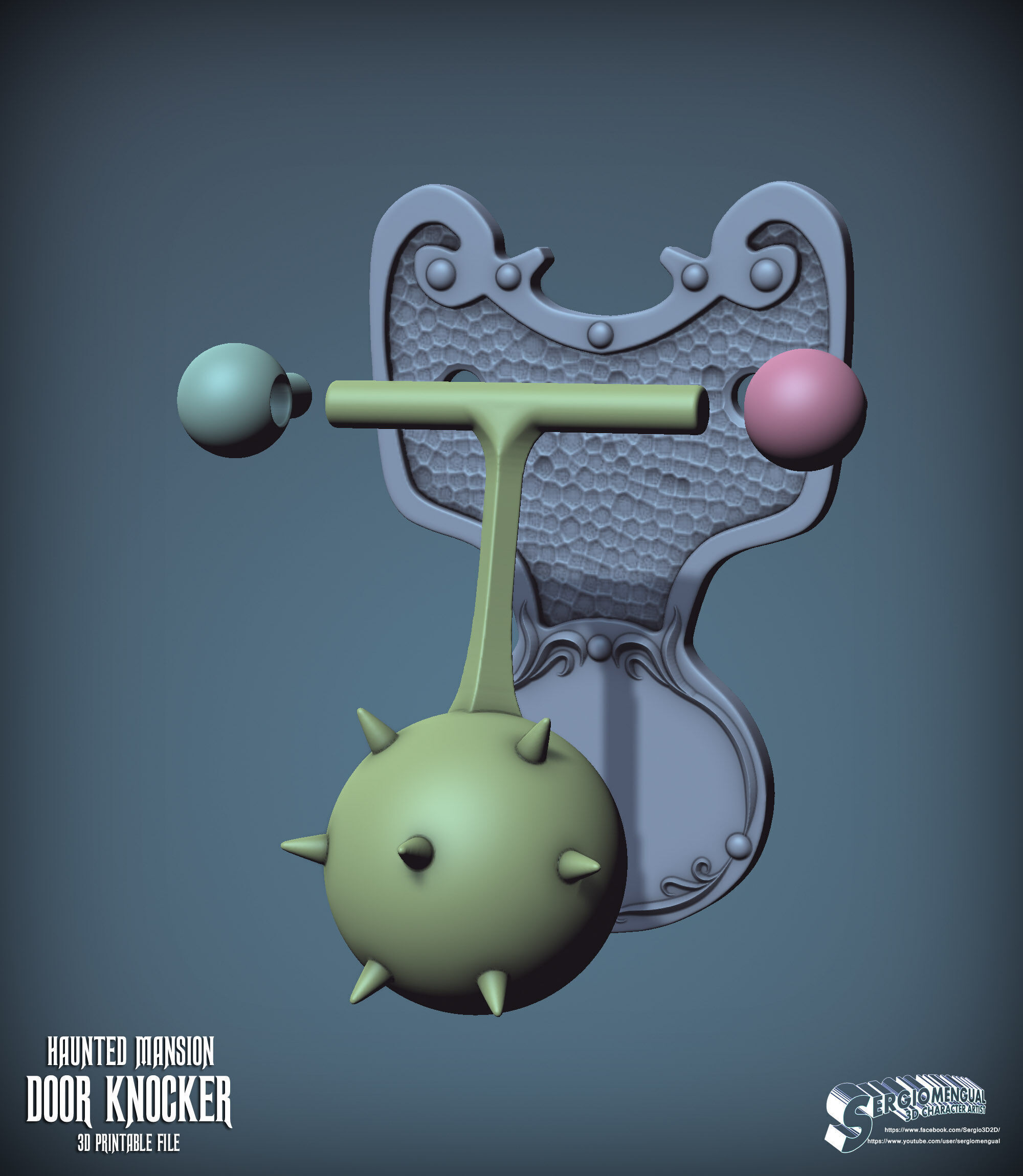 Haunted Mansion Door Knocker 3D Printable Sculpt 3D print model_5