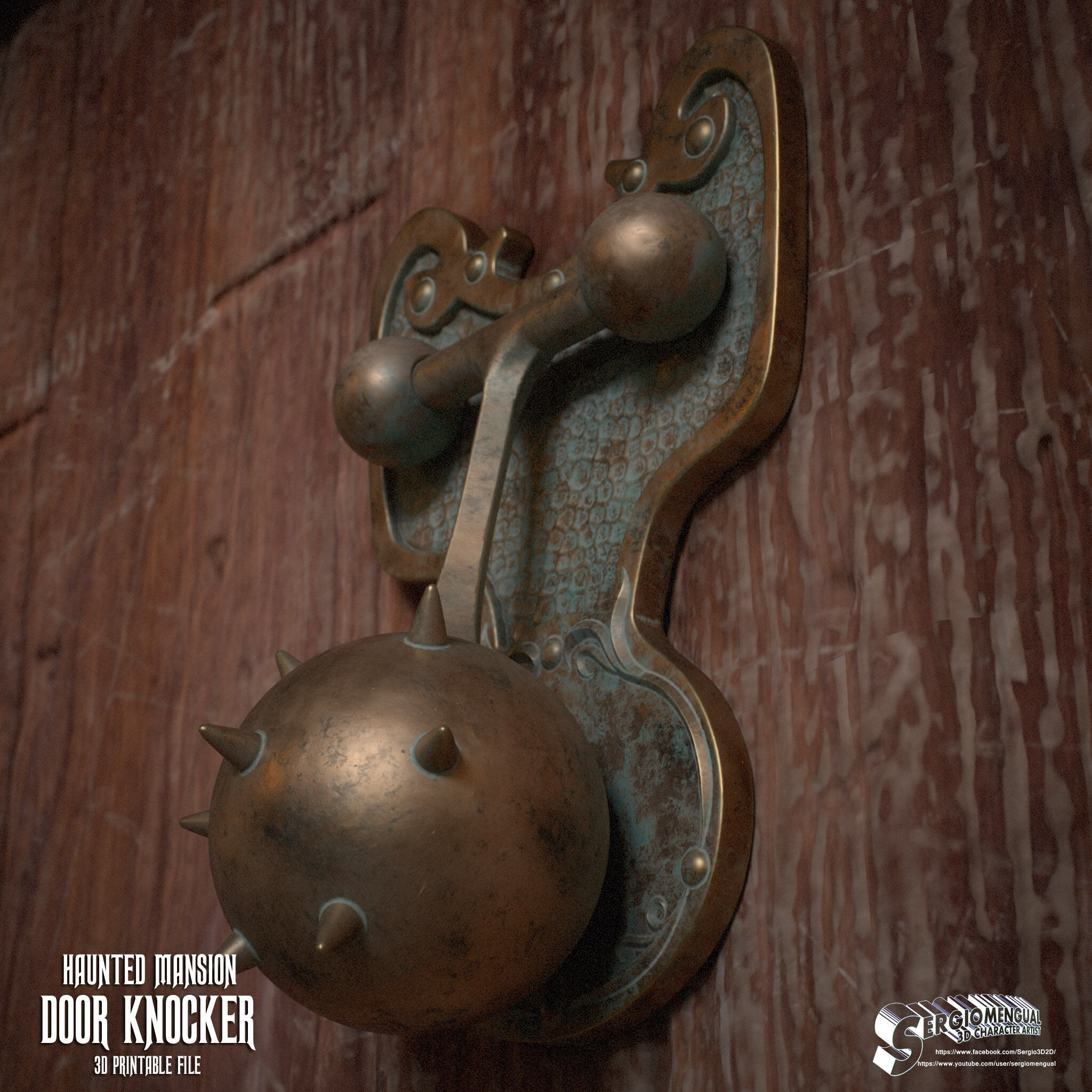 Haunted Mansion Door Knocker 3D Printable Sculpt 3D print model_8