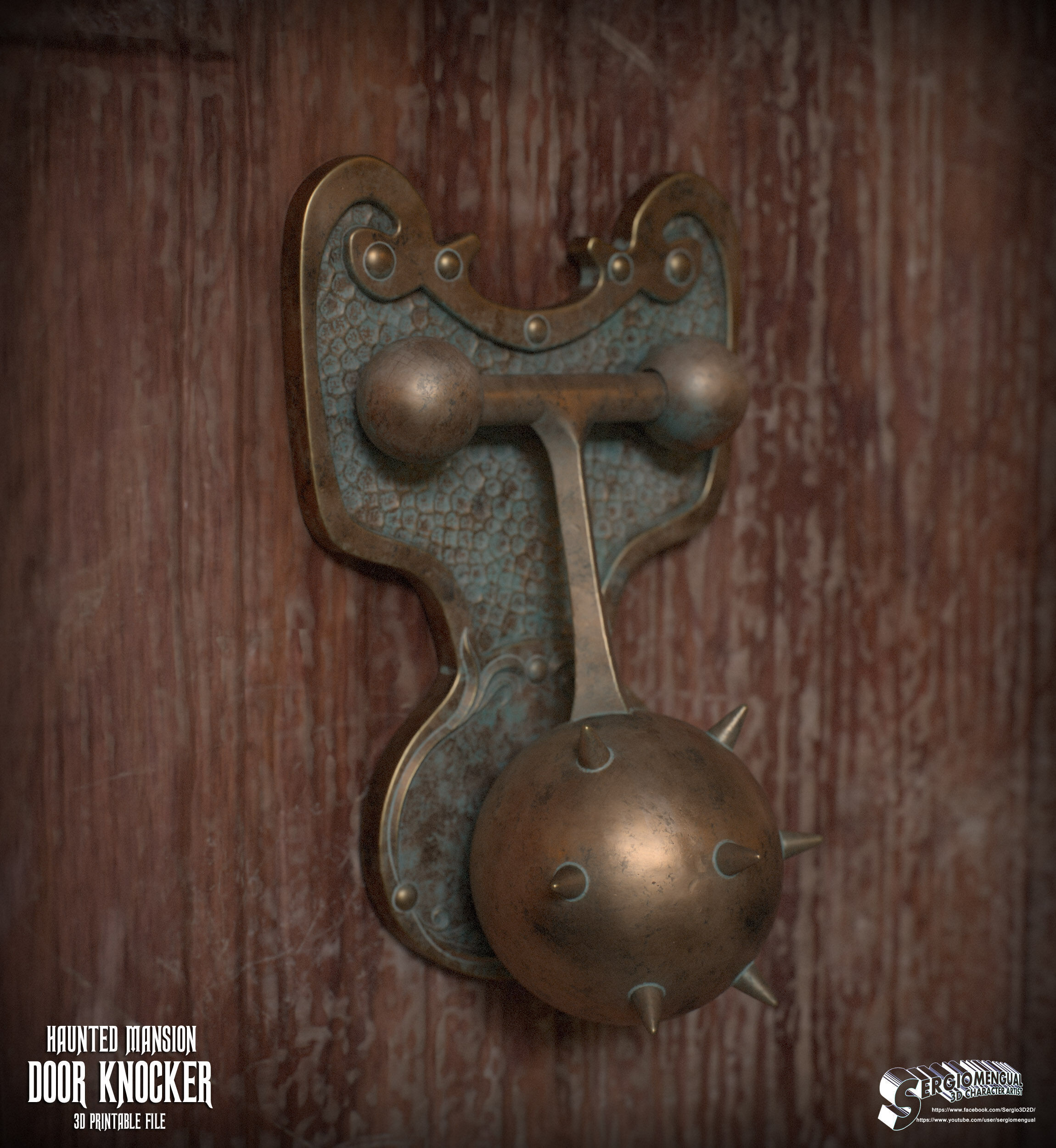 Haunted Mansion Door Knocker 3D Printable Sculpt 3D print model_2