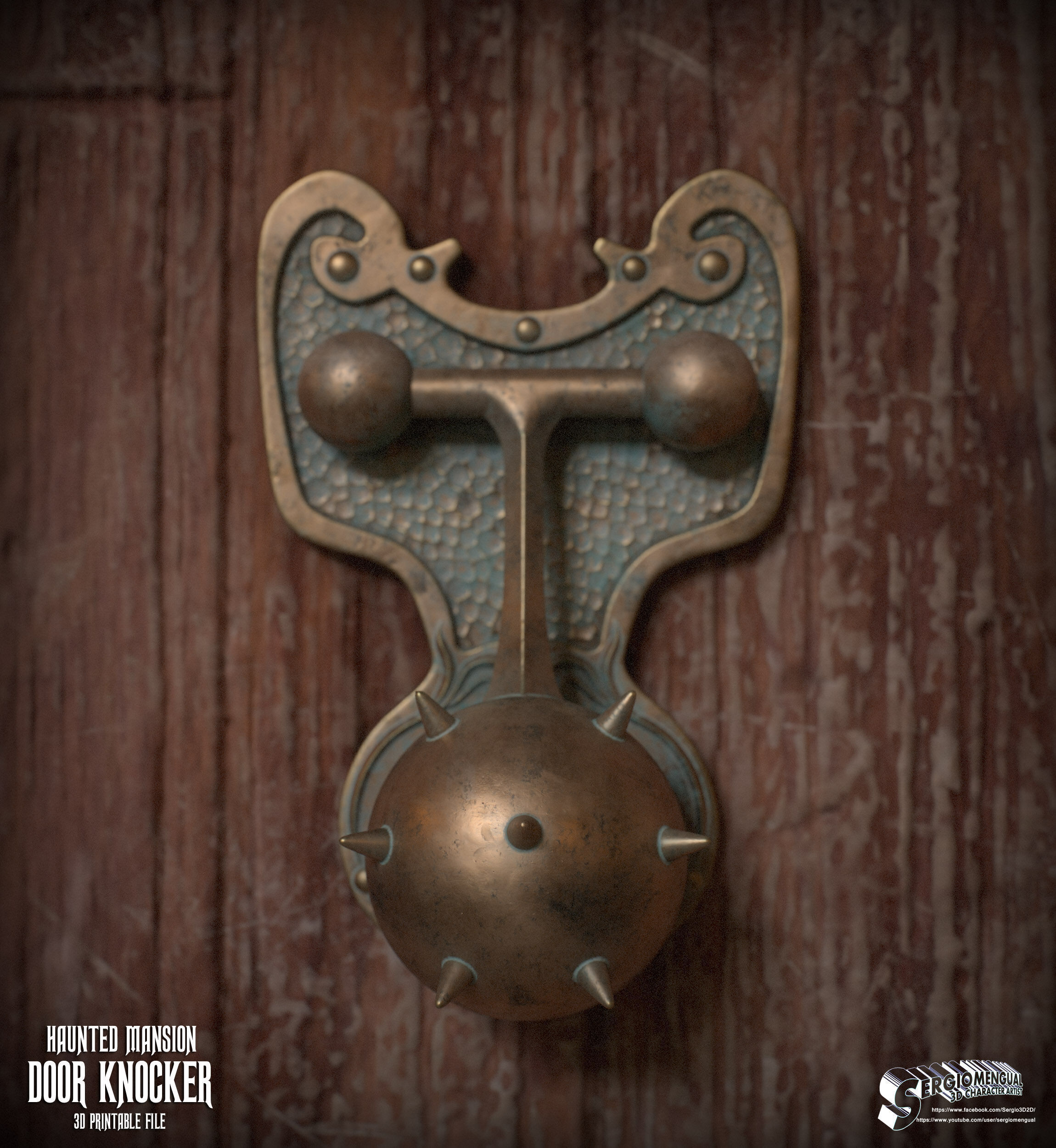 Haunted Mansion Door Knocker 3D Printable Sculpt 3D print model_10