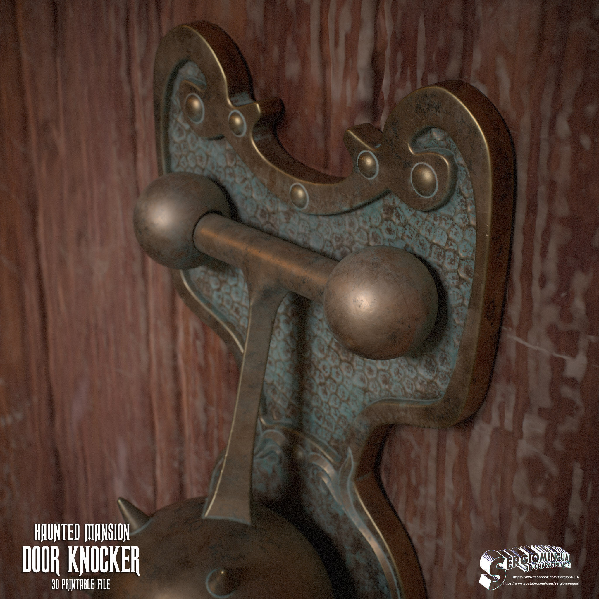 Haunted Mansion Door Knocker 3D Printable Sculpt 3D print model_4
