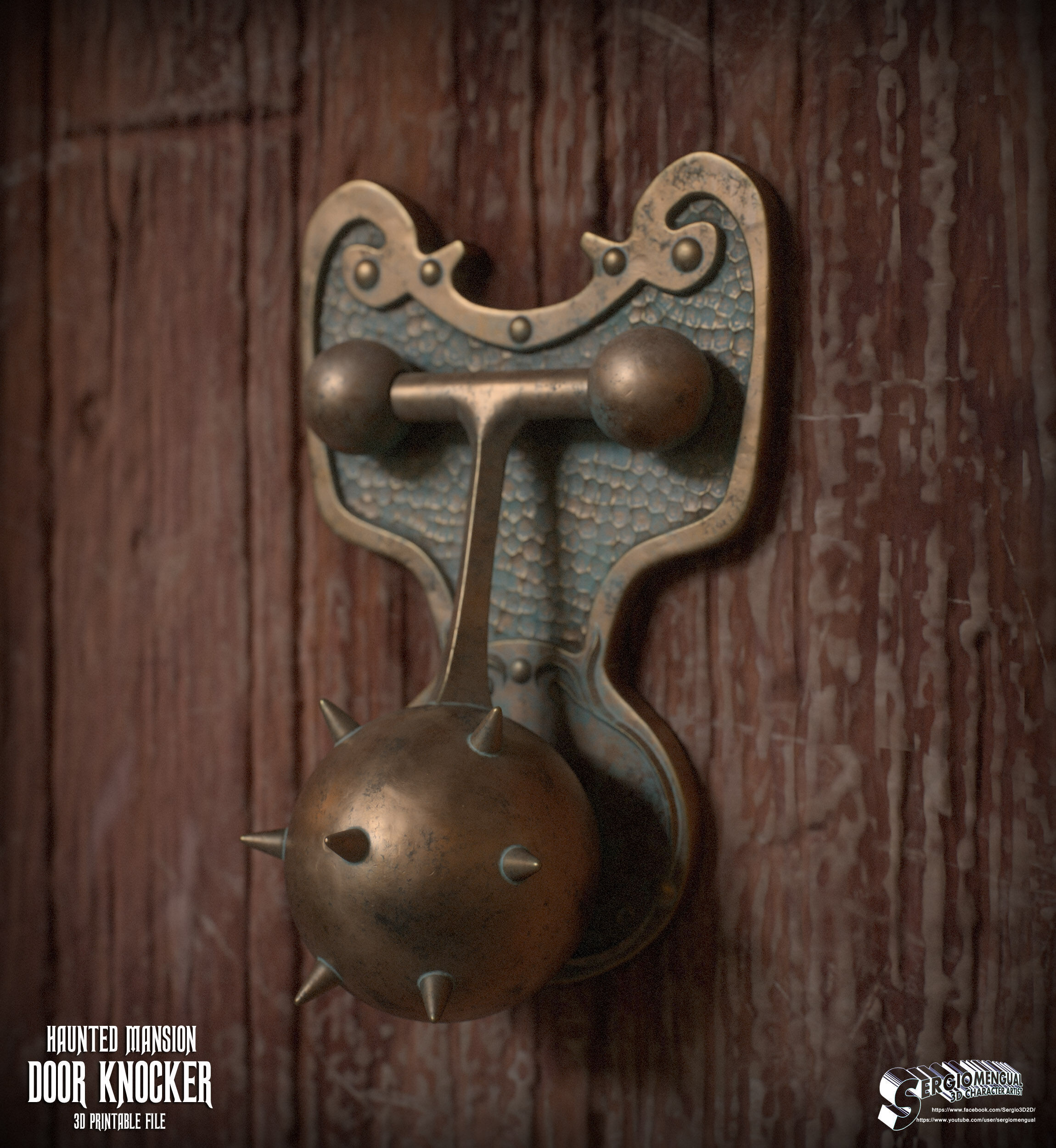 Haunted Mansion Door Knocker 3D Printable Sculpt 3D print model_6