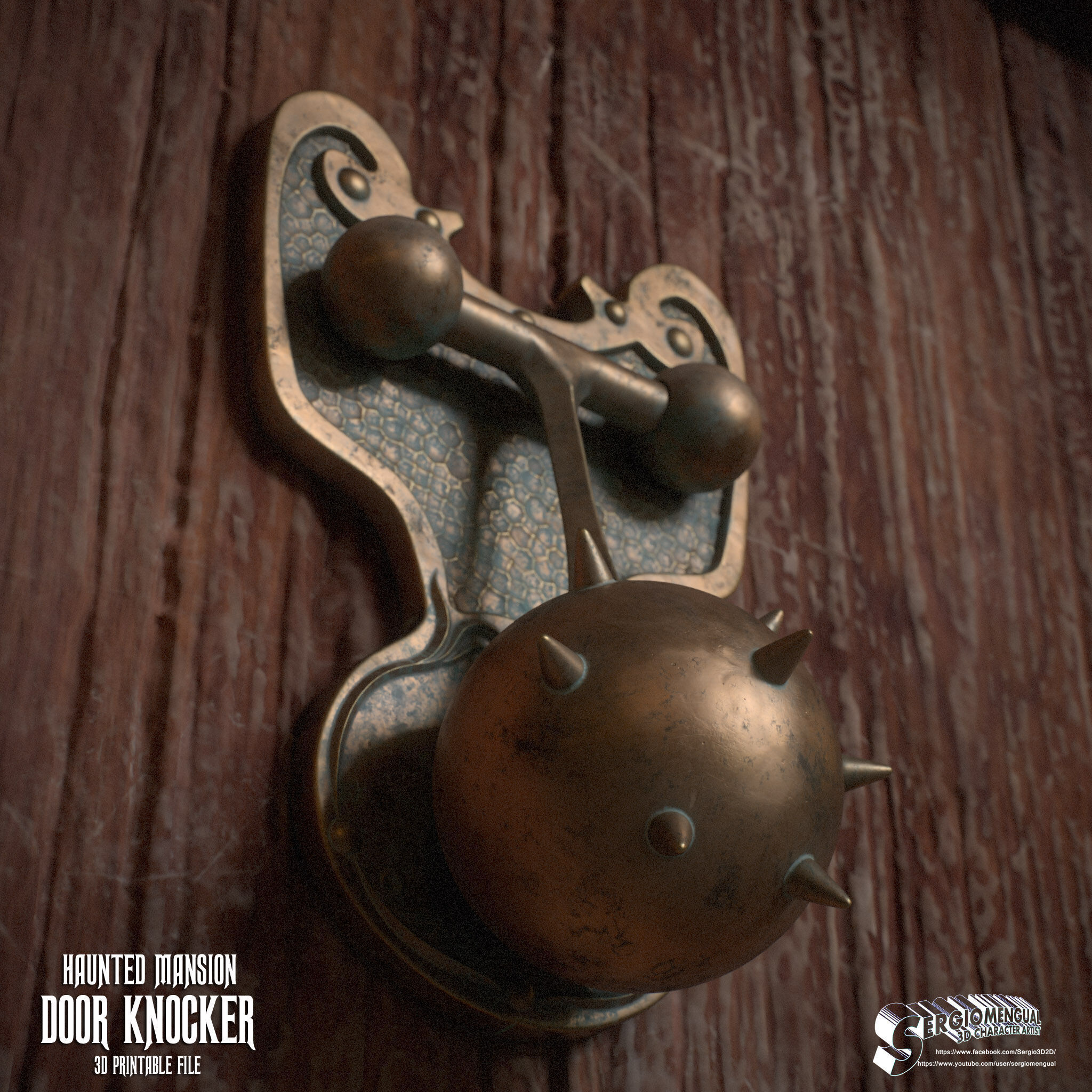Haunted Mansion Door Knocker 3D Printable Sculpt 3D print model_11