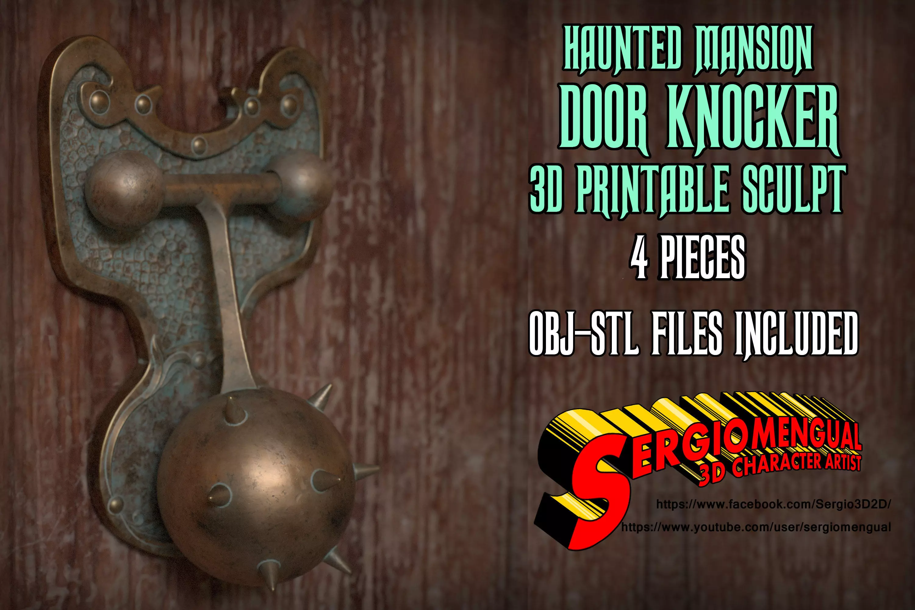 Haunted Mansion Door Knocker 3D Printable Sculpt 3D print model_0
