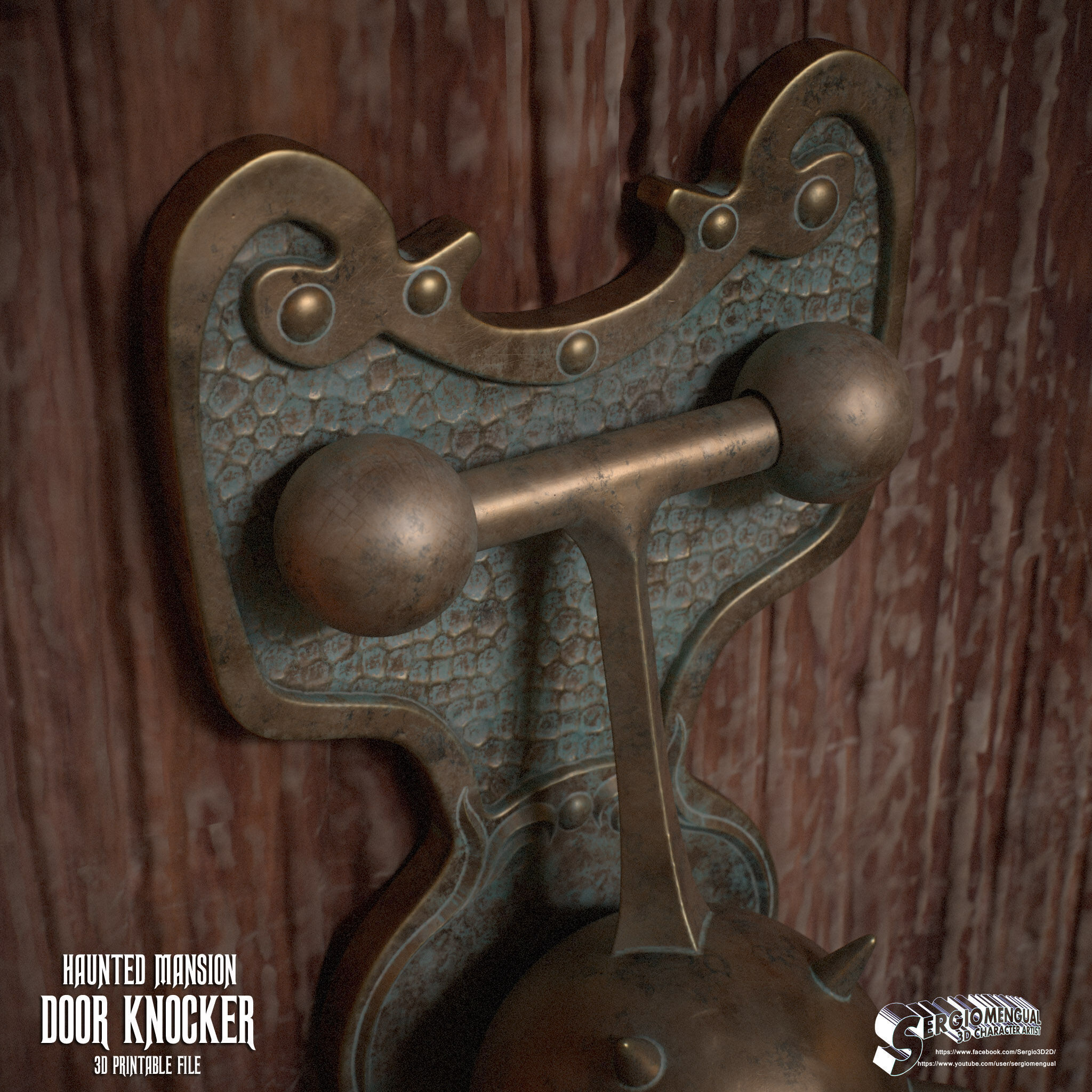 Haunted Mansion Door Knocker 3D Printable Sculpt 3D print model_3