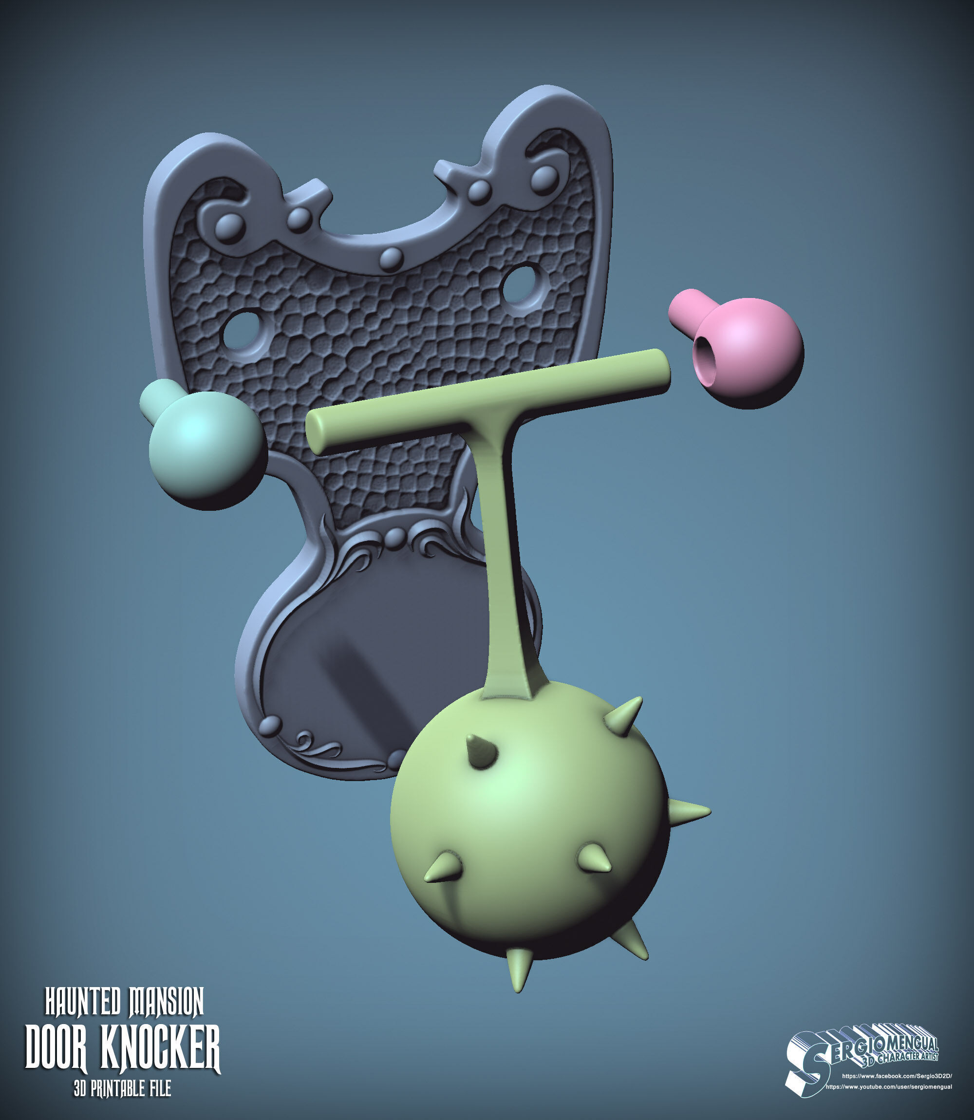 Haunted Mansion Door Knocker 3D Printable Sculpt 3D print model_12