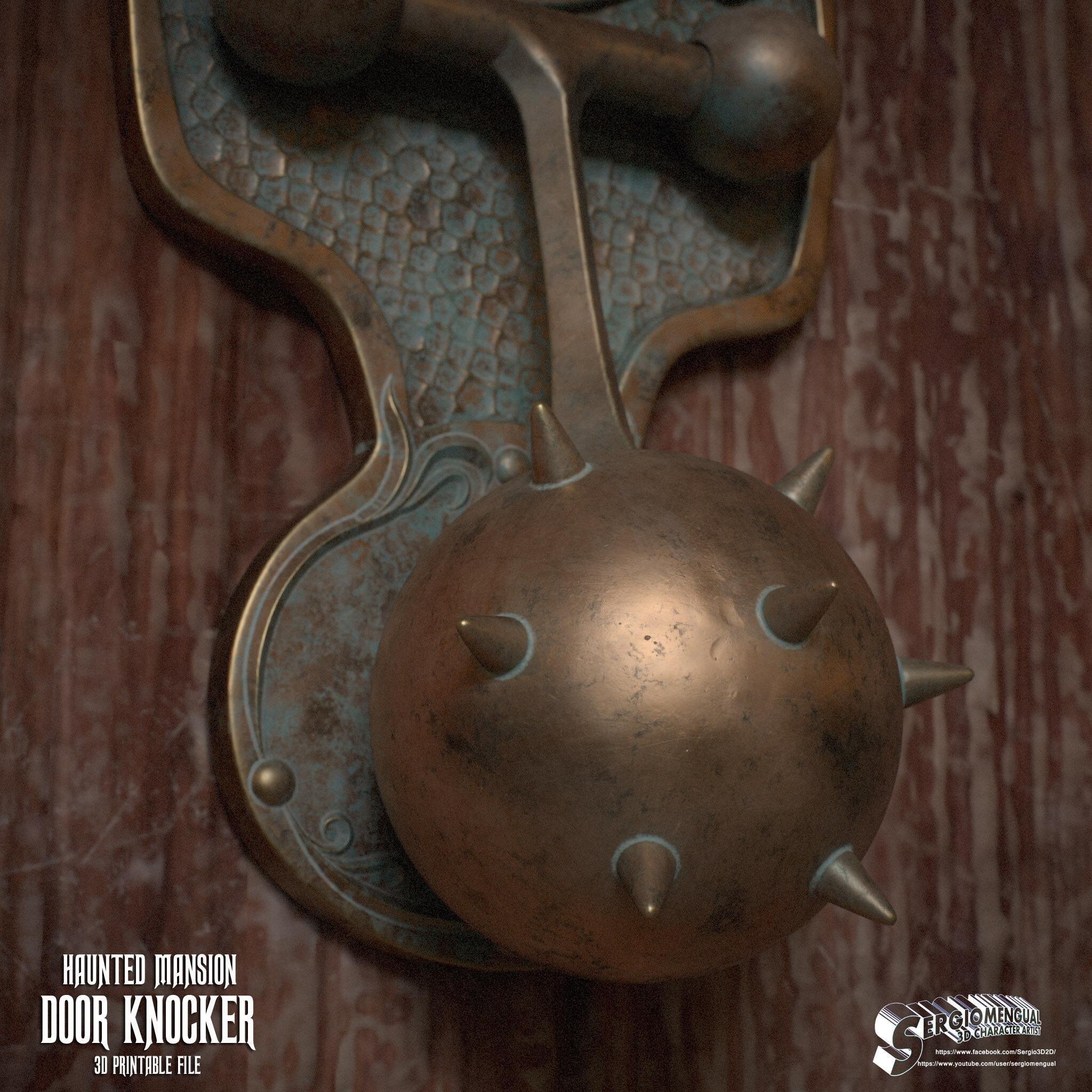 Haunted Mansion Door Knocker 3D Printable Sculpt 3D print model_7