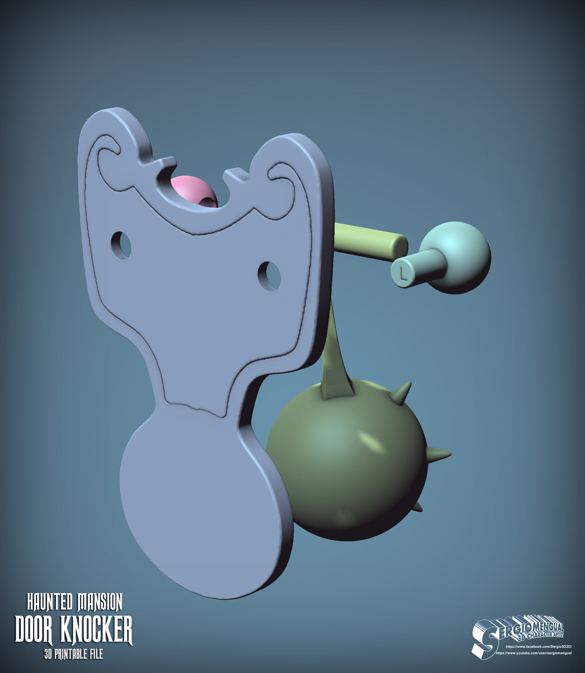 Haunted Mansion Door Knocker 3D Printable Sculpt 3D print model_9