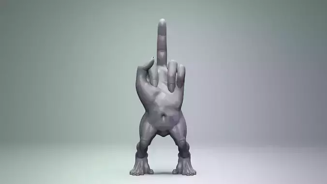Middle Finger with Legs 3D Model  Humorous and Bold Figurine  3D print model