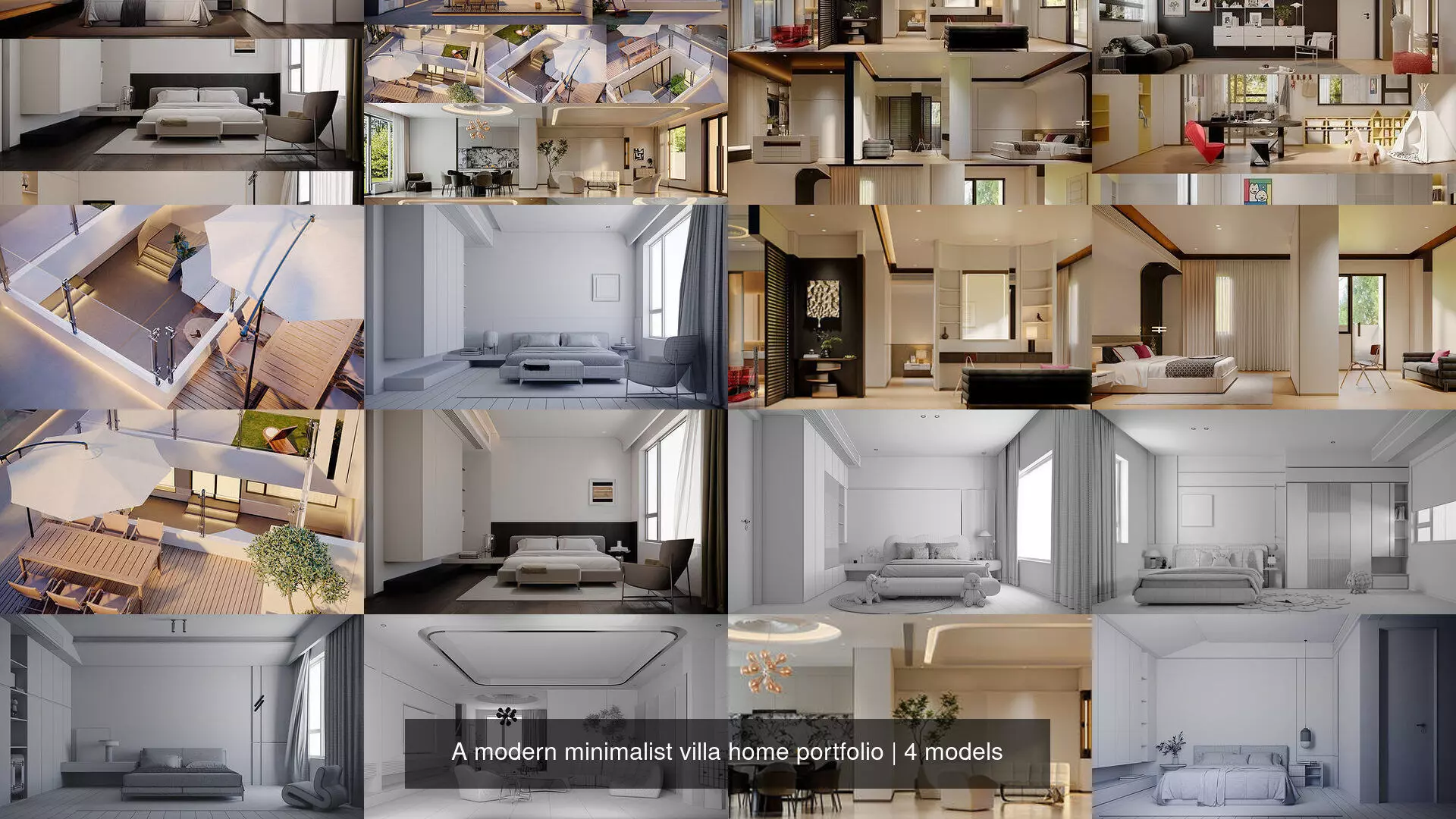 A modern minimalist villa home portfolio 3D Model Collection_0