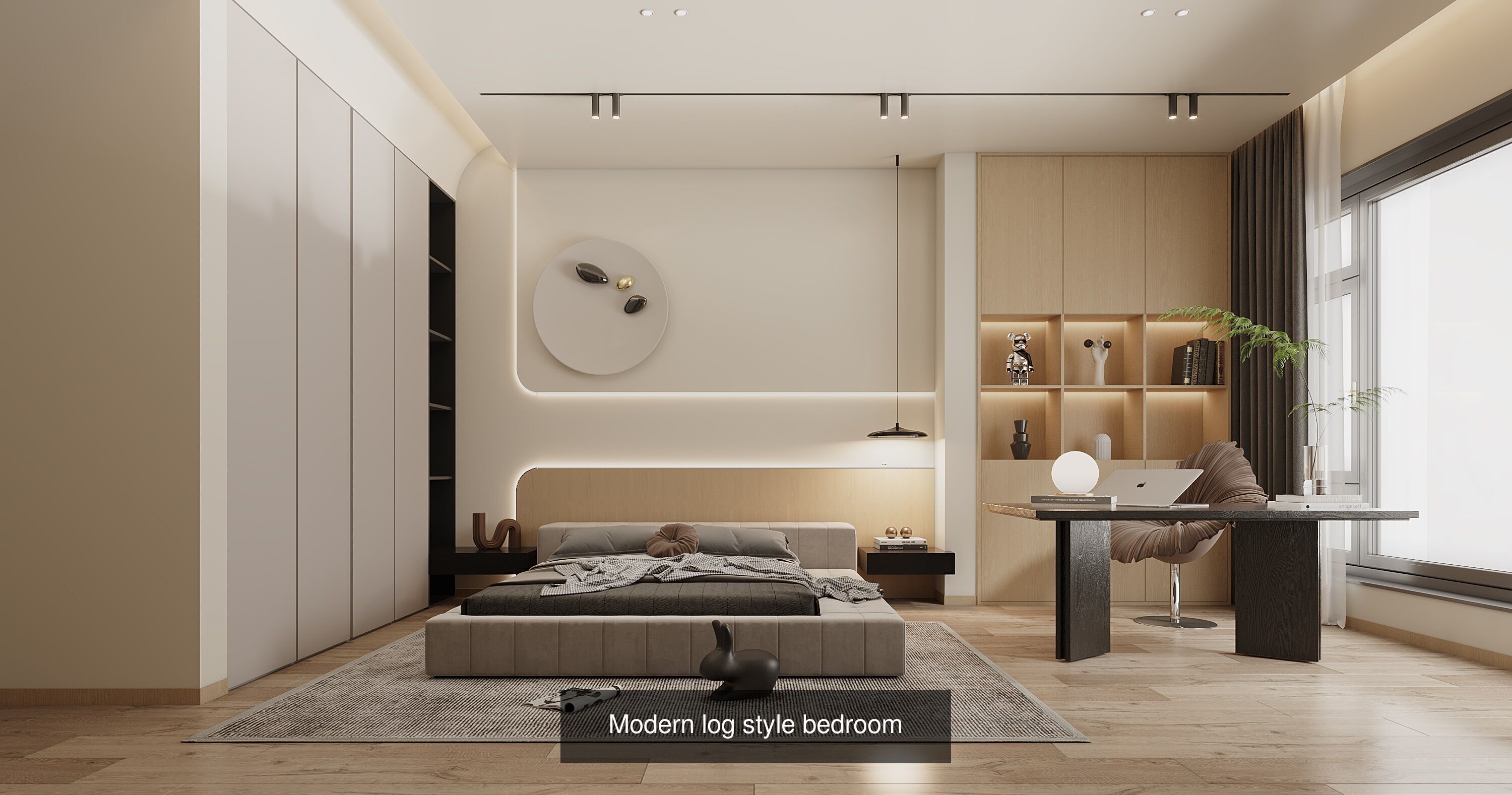 Modern minimalist home bedroom combination 3D Model Collection_6