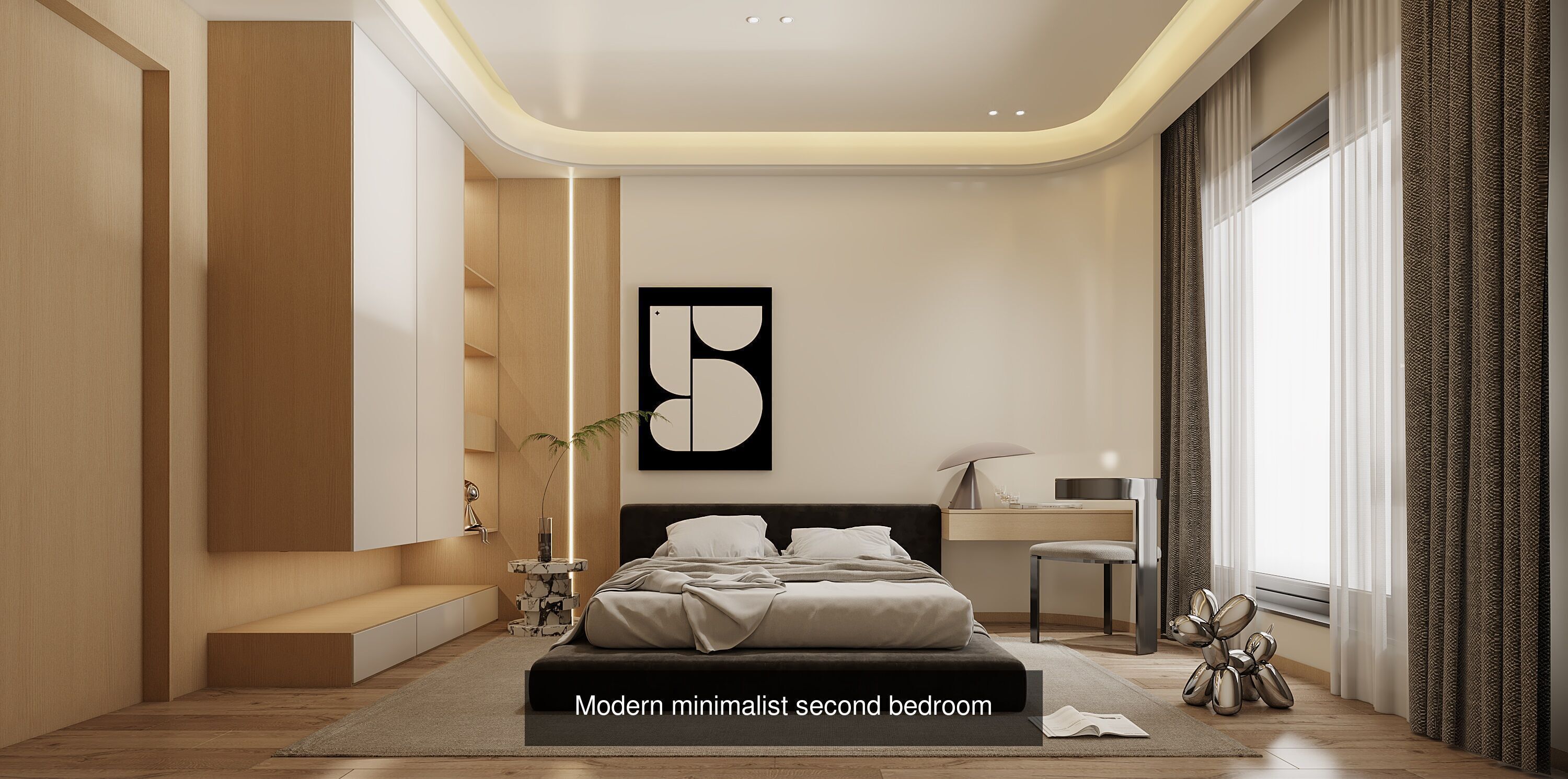 Modern minimalist home bedroom combination 3D Model Collection_5