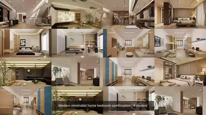 Modern minimalist home bedroom combination