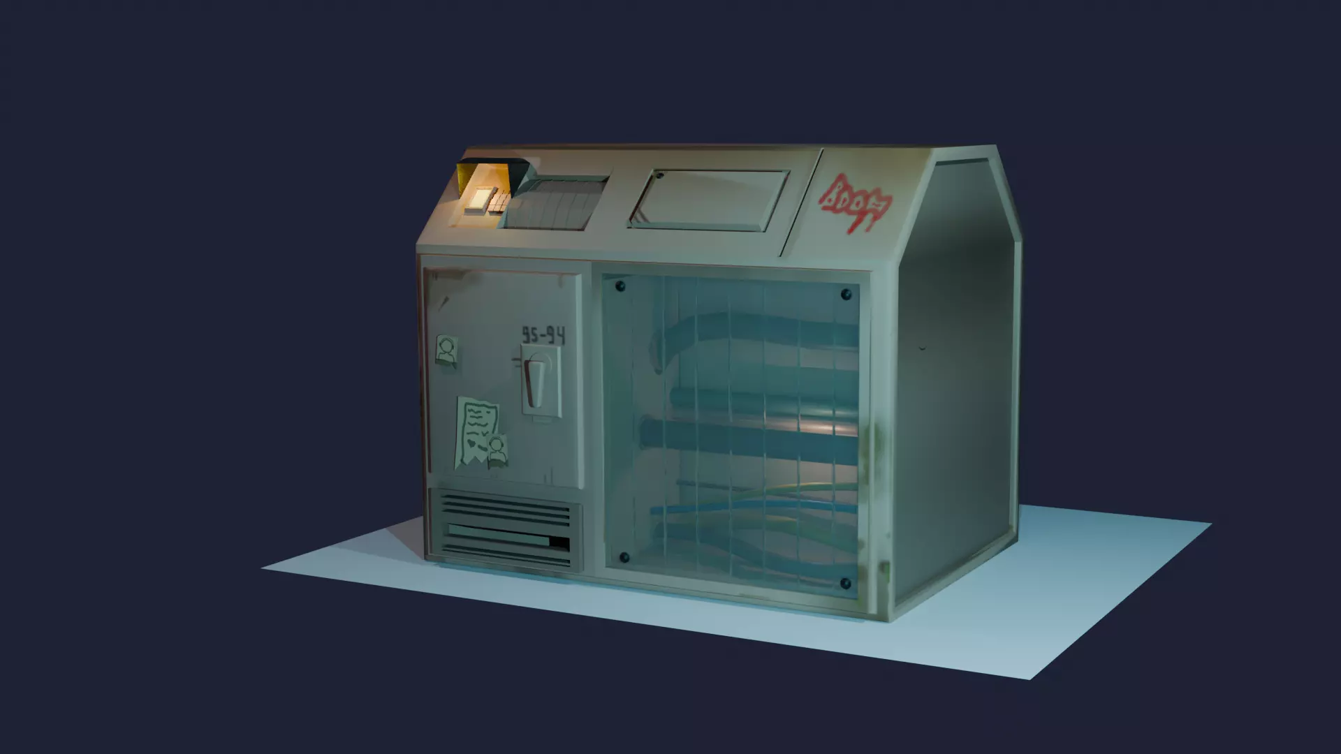 Frigidarium Futurismi Stylizatum a Modulus 3D ad Ludos Paratus 3D model_0