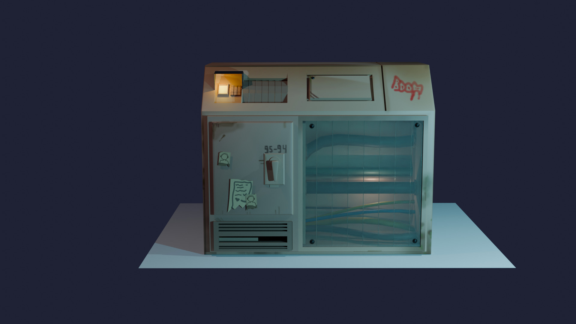 Frigidarium Futurismi Stylizatum a Modulus 3D ad Ludos Paratus 3D model_2