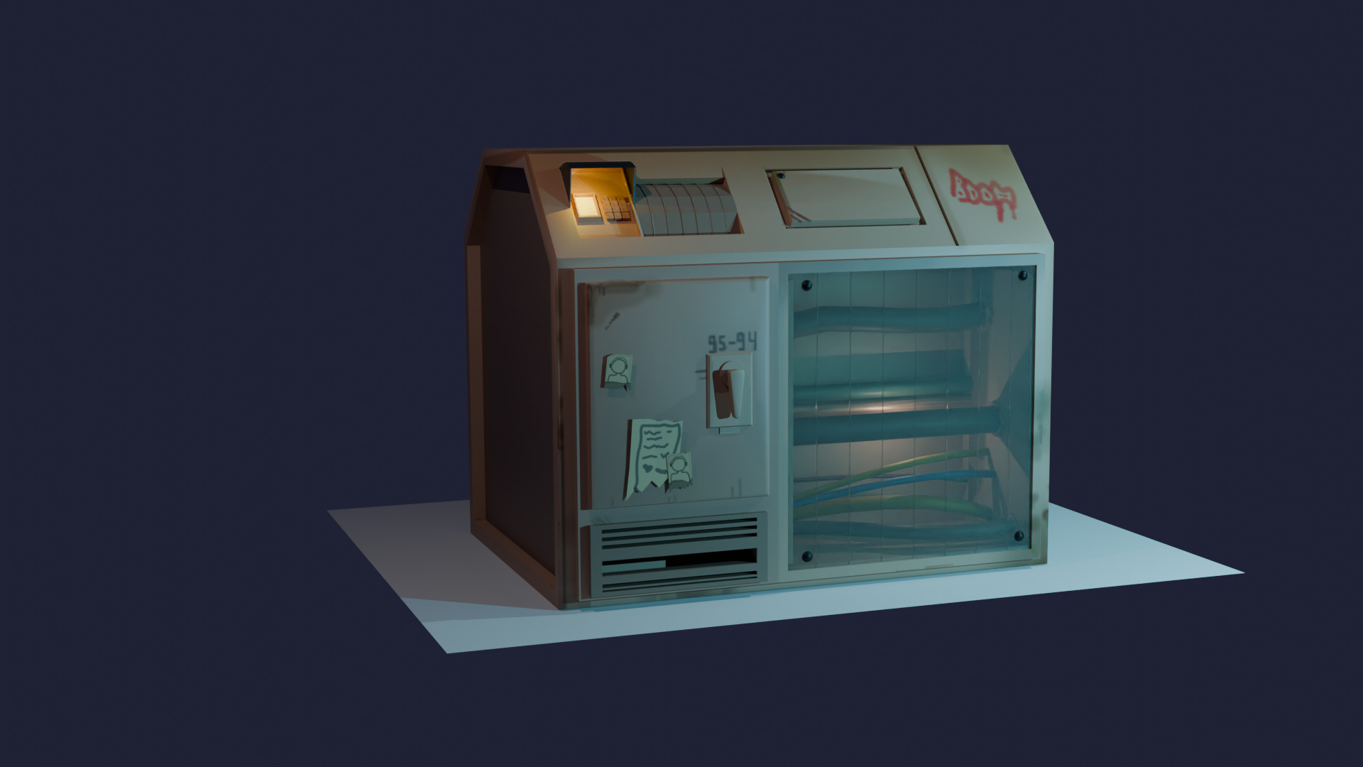 Frigidarium Futurismi Stylizatum a Modulus 3D ad Ludos Paratus 3D model_1