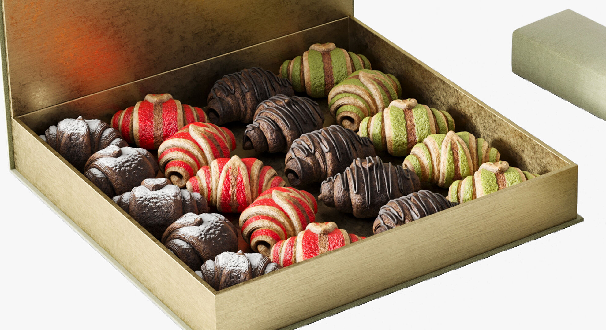 A set of mini croissants in a presentable package 3D model_2