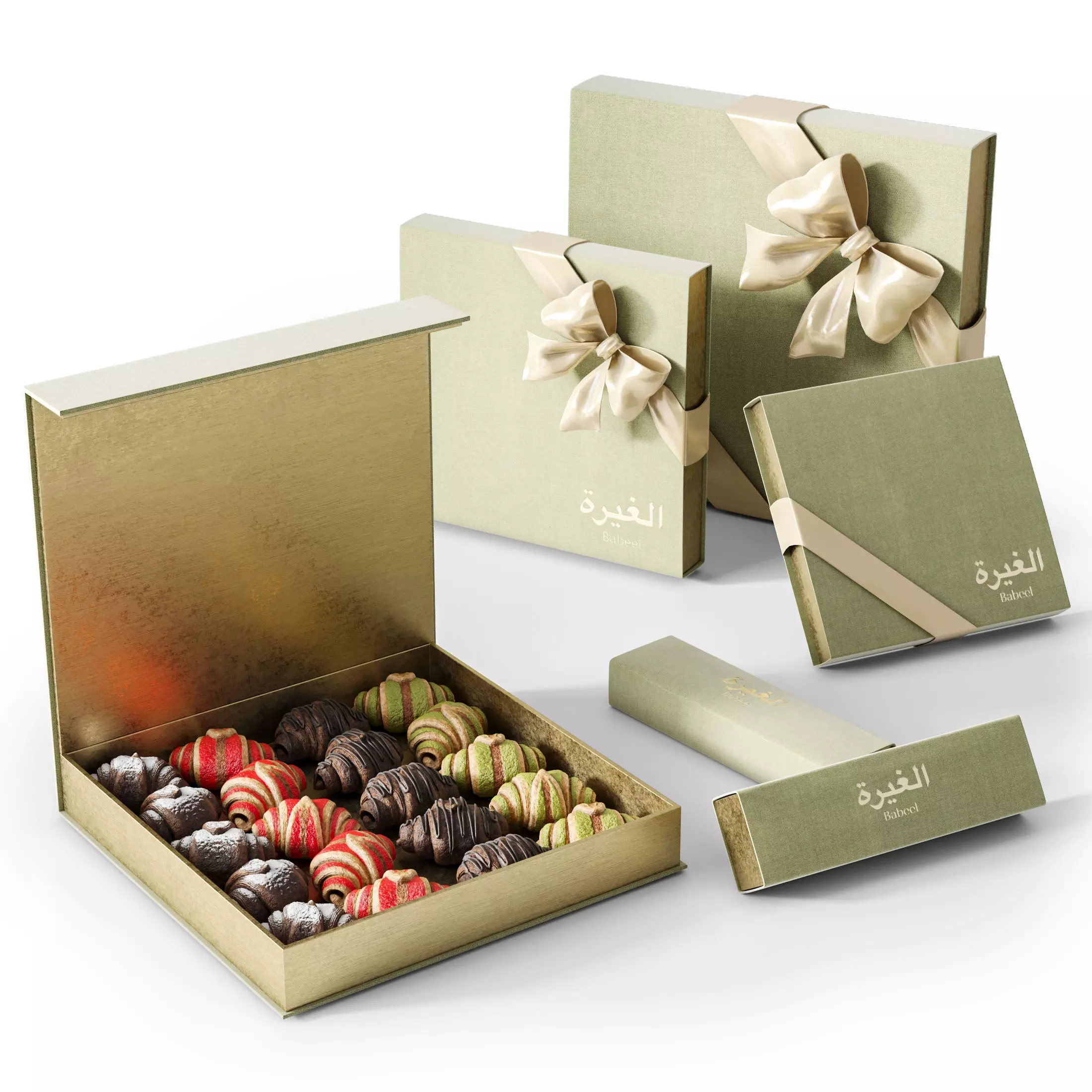 A set of mini croissants in a presentable package 3D model_0