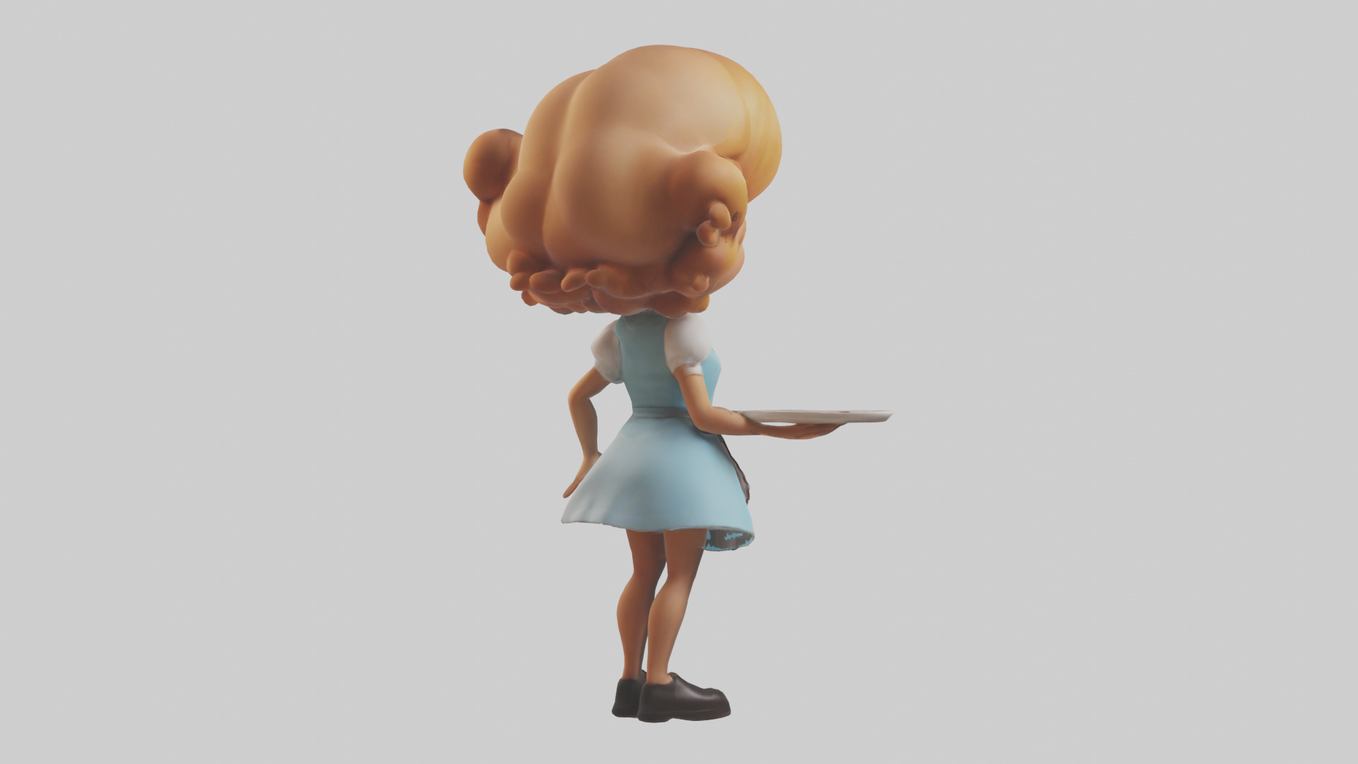 Cartoon Waitress model 3D model_2