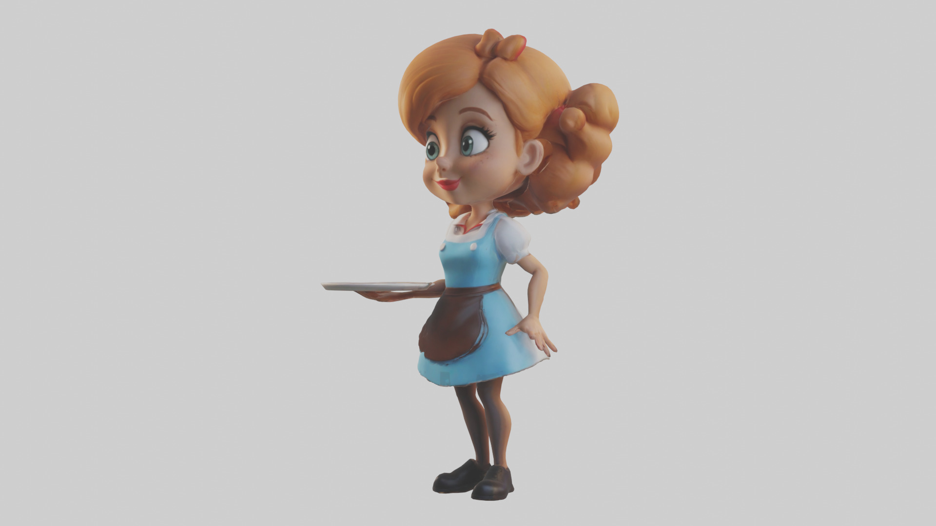 Cartoon Waitress model 3D model_8