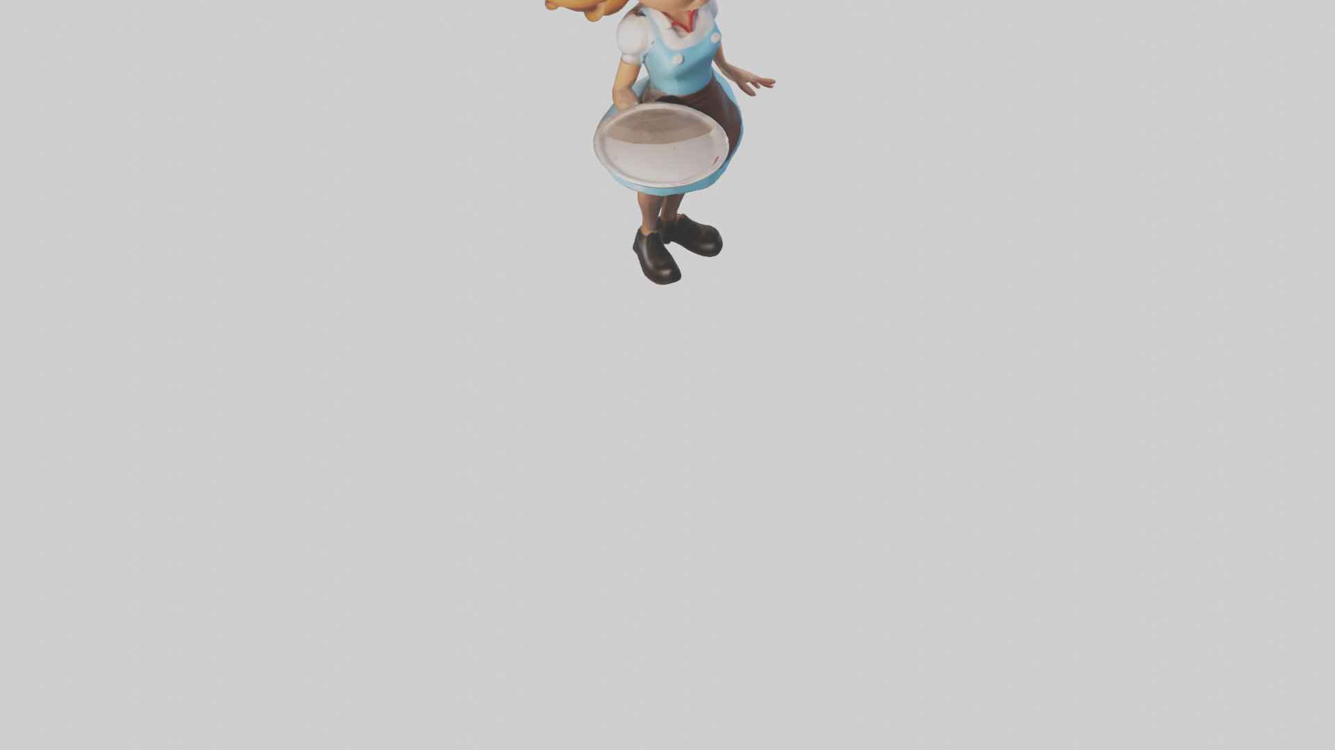 Cartoon Waitress model 3D model_6