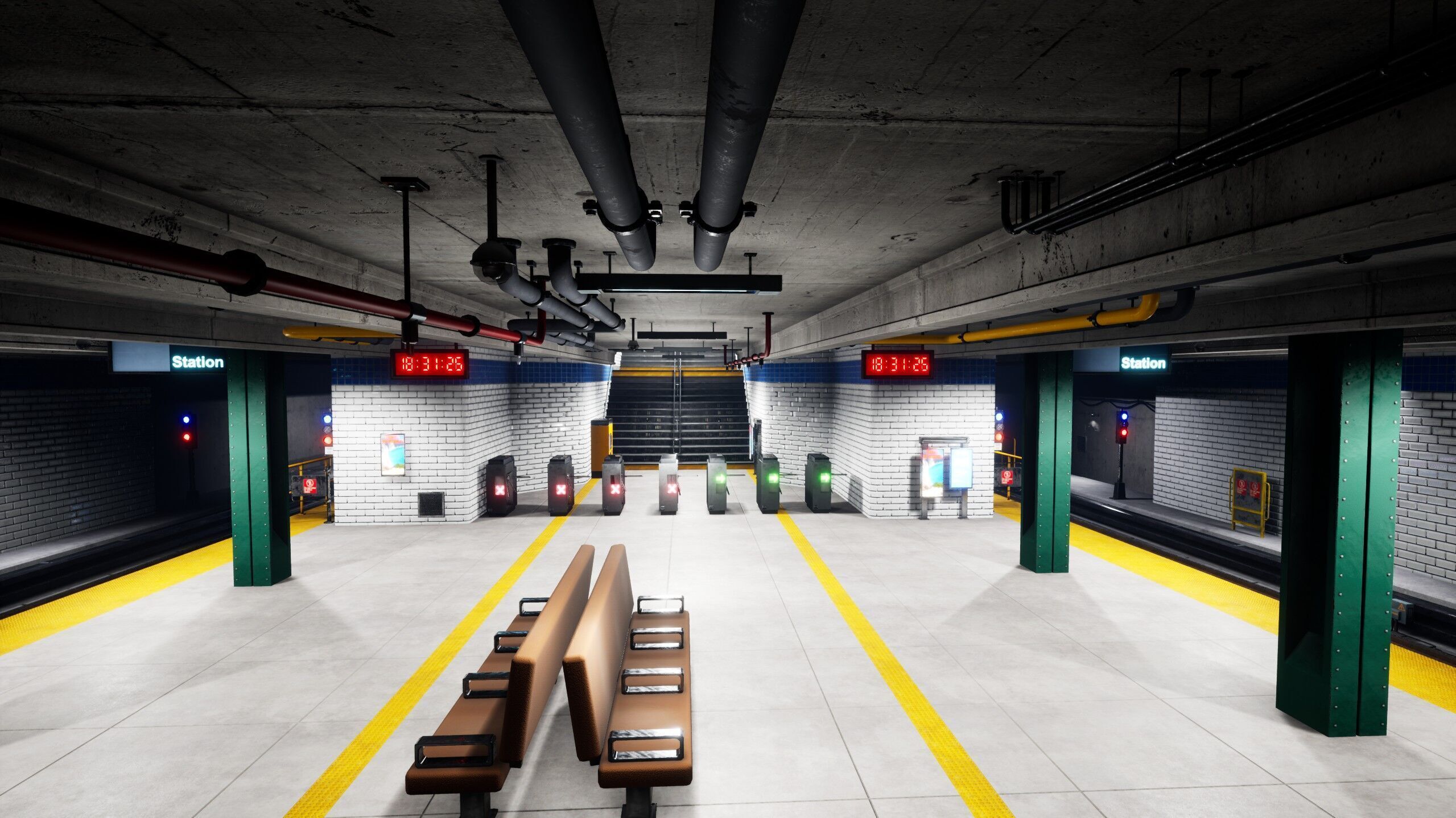 Modular SubwayStation Model Set Low-poly 3D model_4