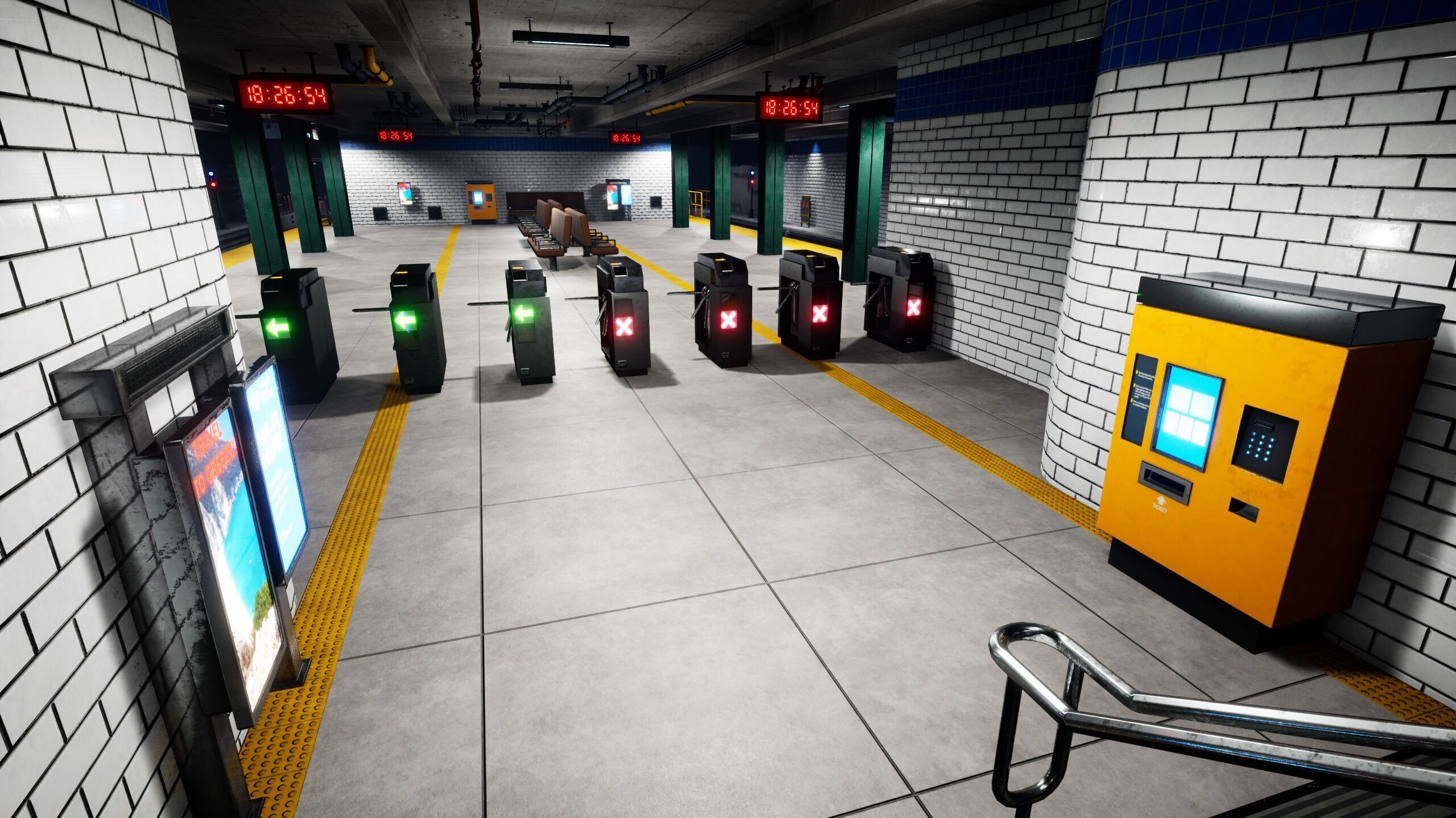 Modular SubwayStation Model Set Low-poly 3D model_5