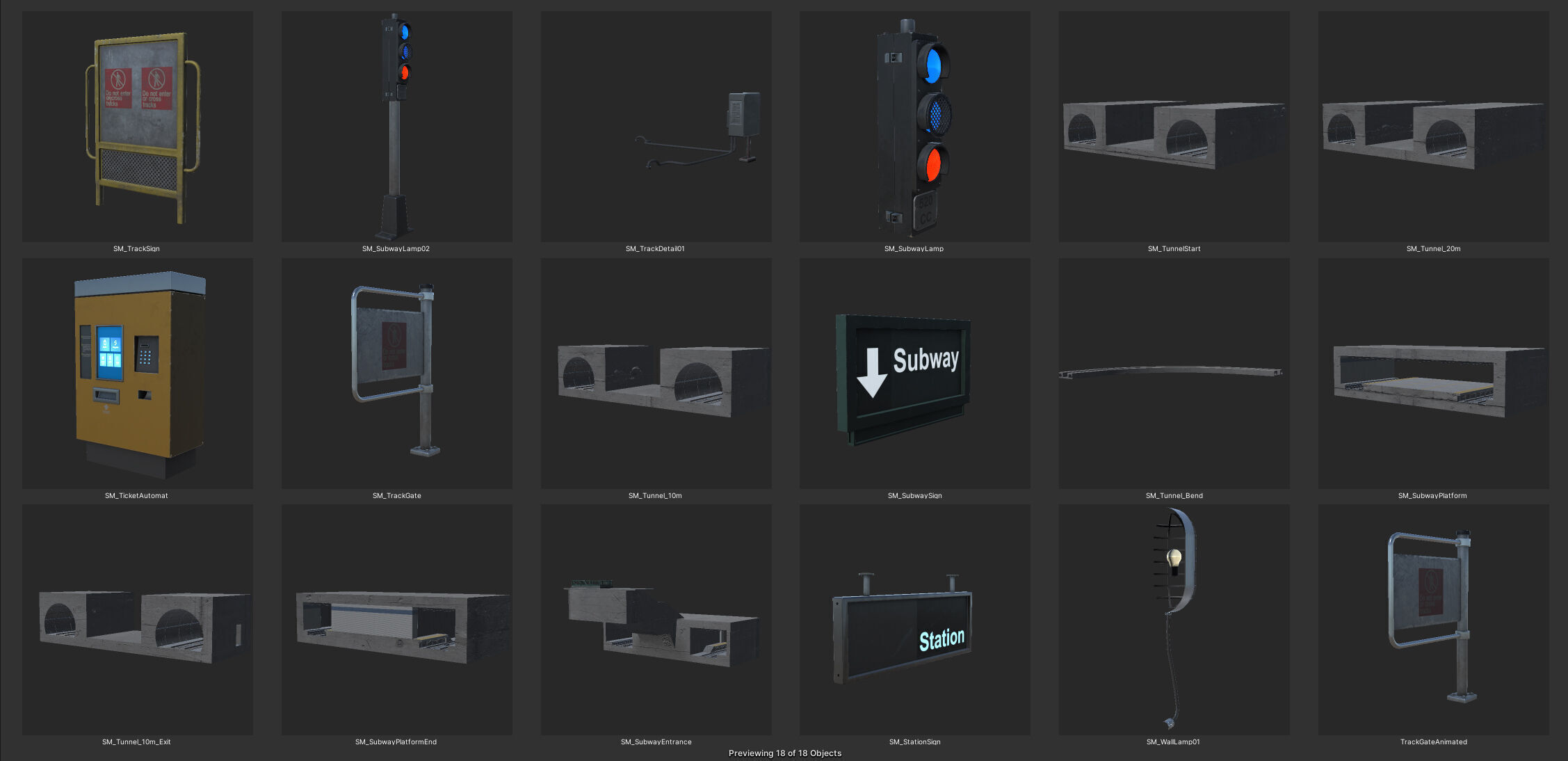 Modular SubwayStation Model Set Low-poly 3D model_14