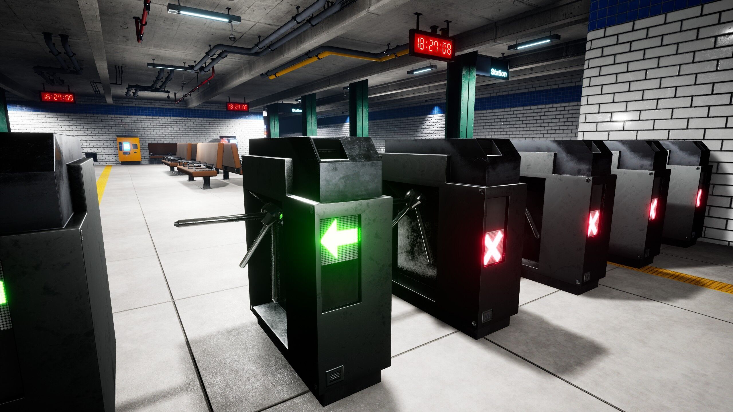 Modular SubwayStation Model Set Low-poly 3D model_6