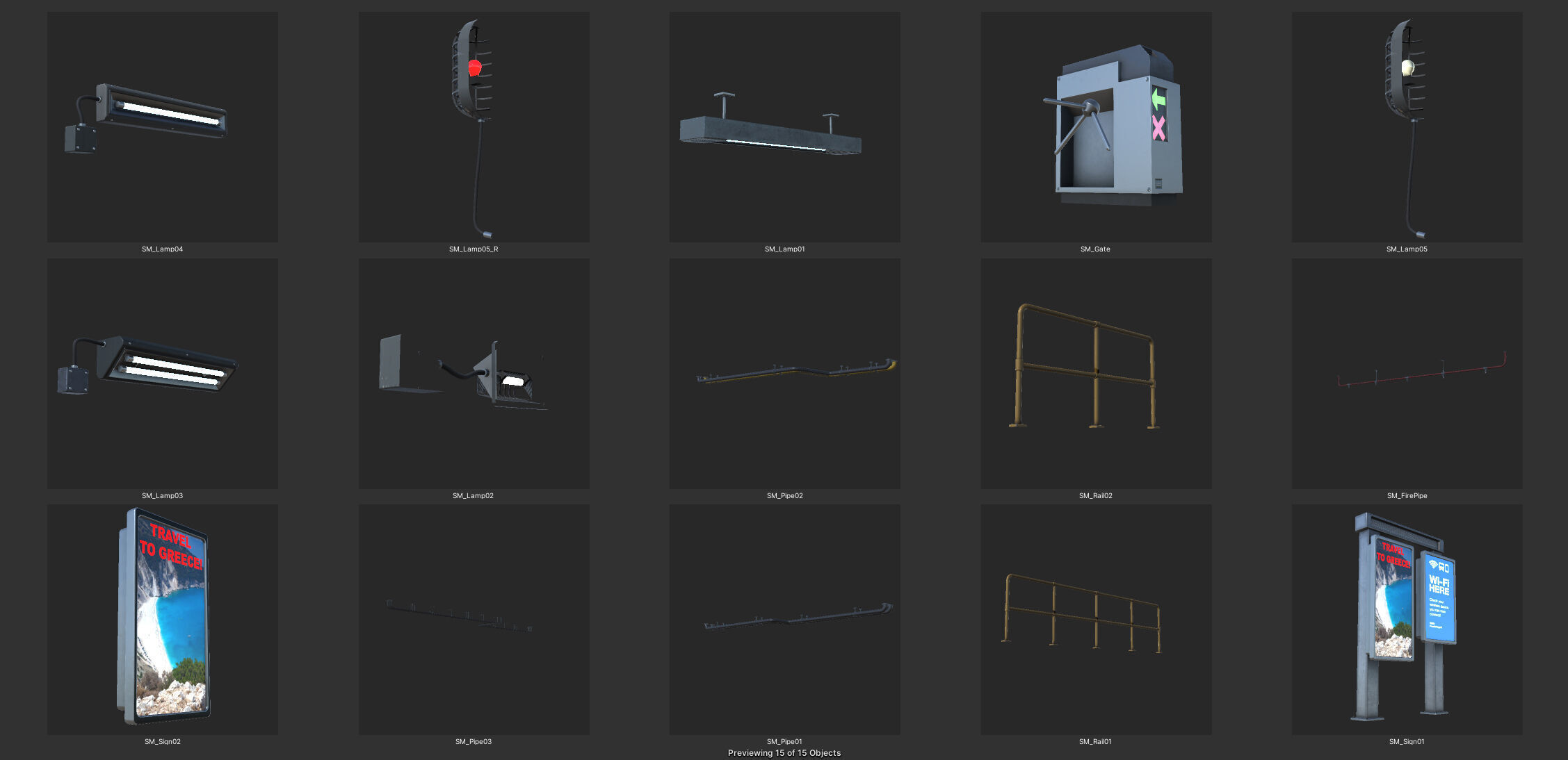 Modular SubwayStation Model Set Low-poly 3D model_15
