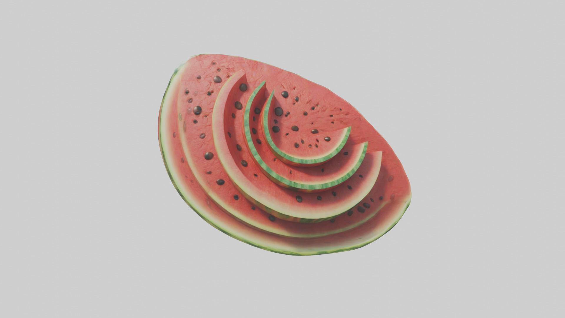 Cartoon Watermelon Slice model 3D model_9