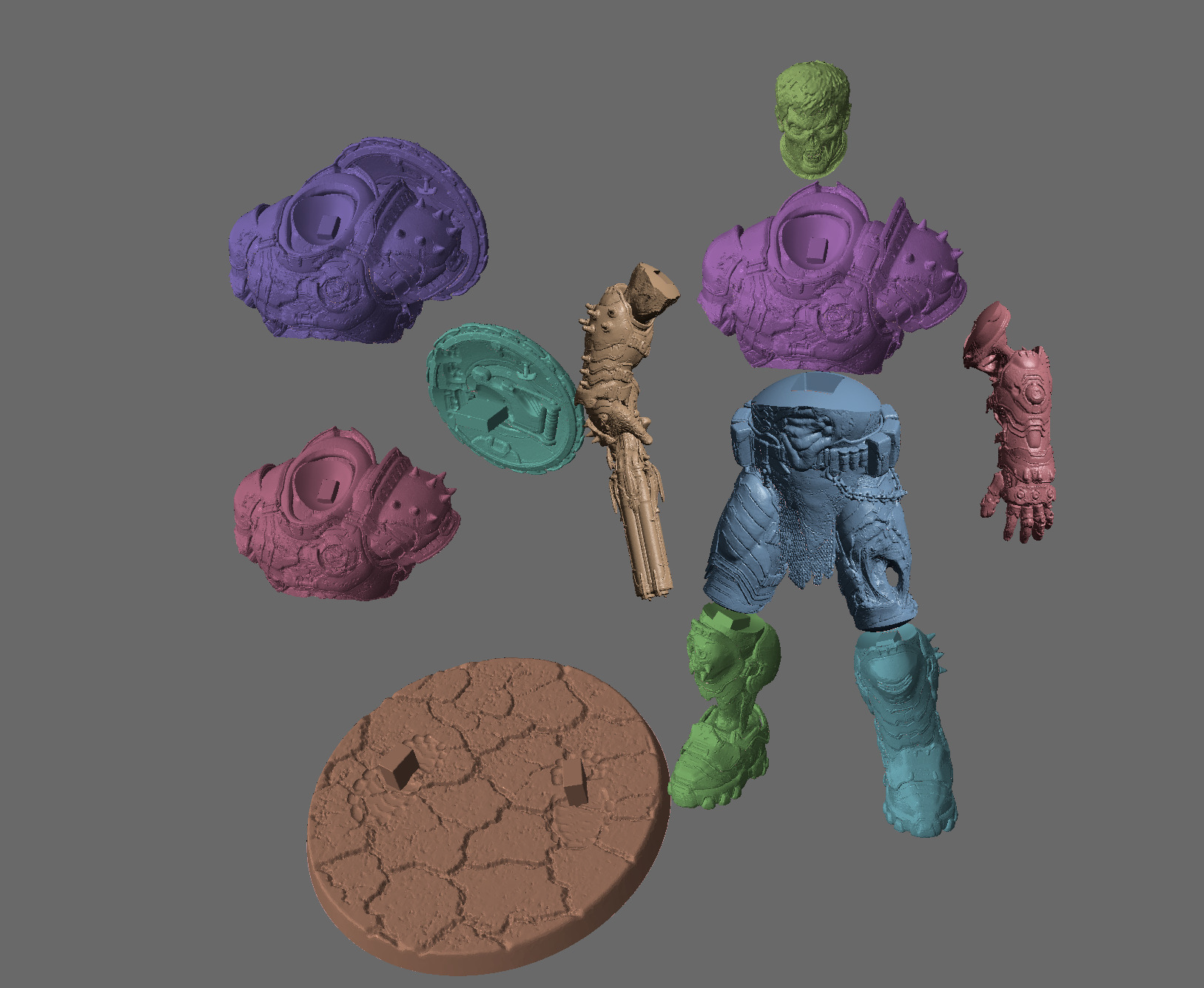 ZOMBIE DOOMSLAYER - DOOM THE DARK AGES SLAYER - KEYED AND CUT 3D print model_25