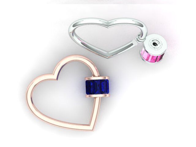 Baguette Heart Carabiner Lock 3D print model_6