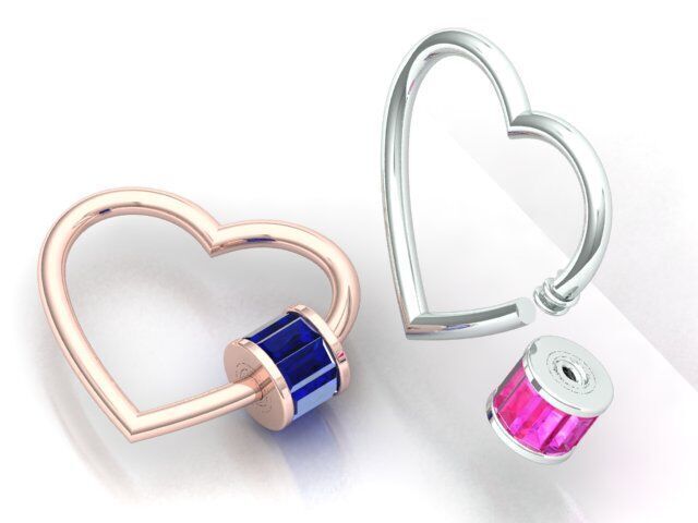 Baguette Heart Carabiner Lock 3D print model_9