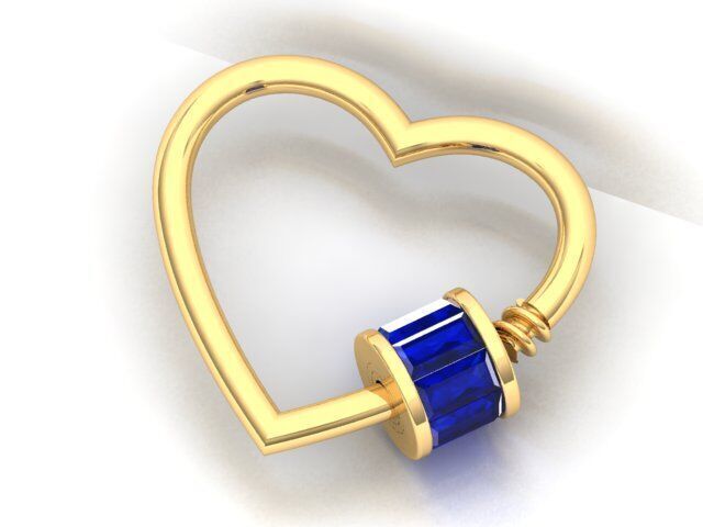 Baguette Heart Carabiner Lock 3D print model_1